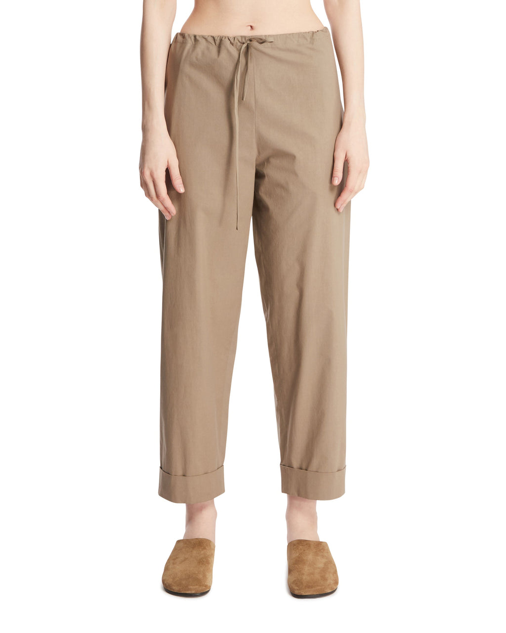 Оригінальна Beige Cropped Cotton Pants The row – боковий вид