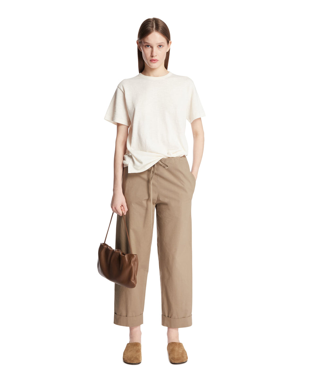 Оригінальна Beige Cropped Cotton Pants The row – детальний вид