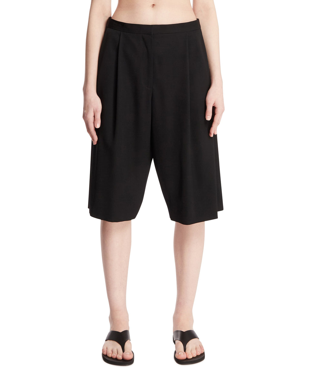 Оригінальна Black Kalyan Wool Shorts The row – боковий вид