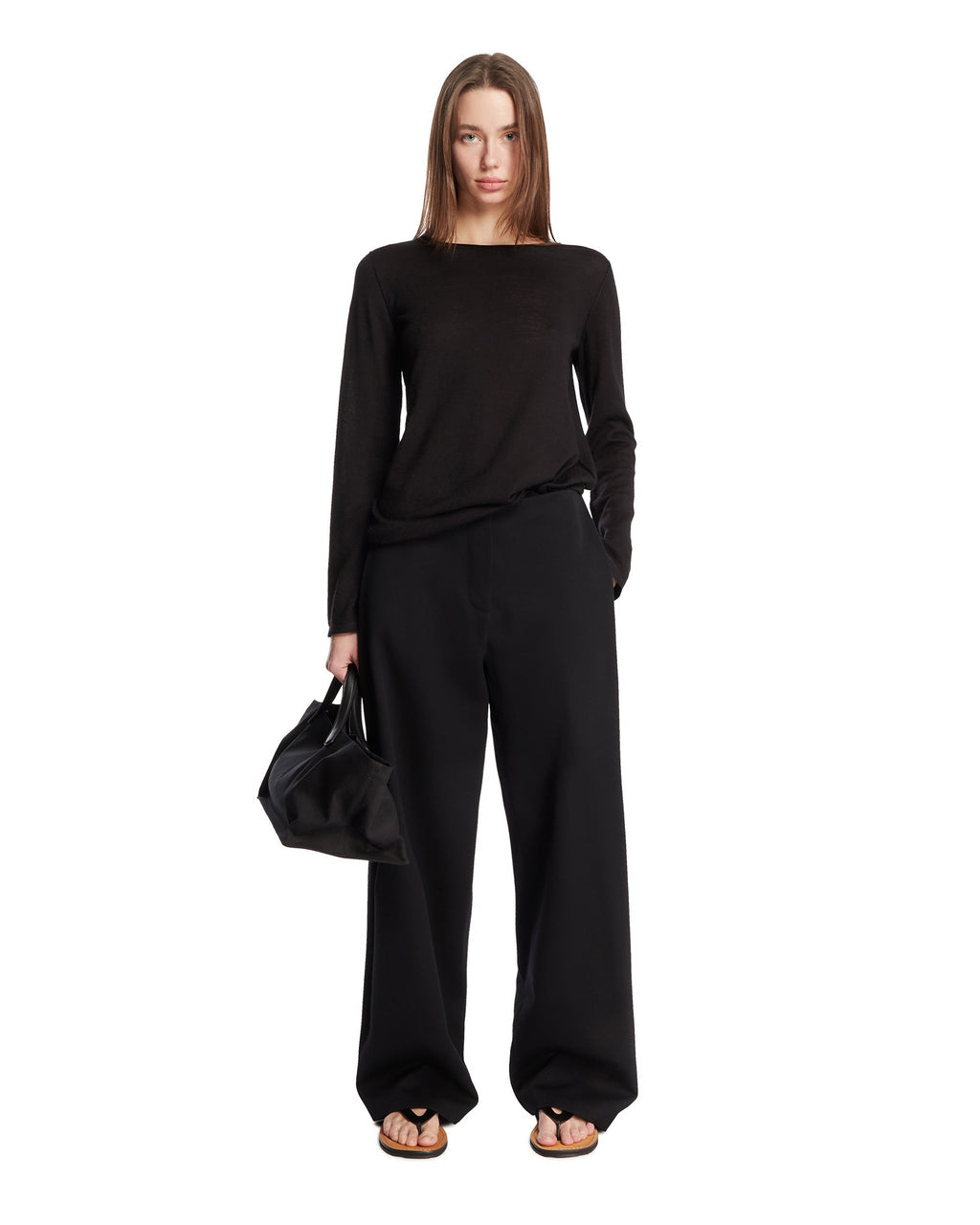 Black Wide-Leg Wool Pants The row – Гарантія оригінальності – детальний вид
