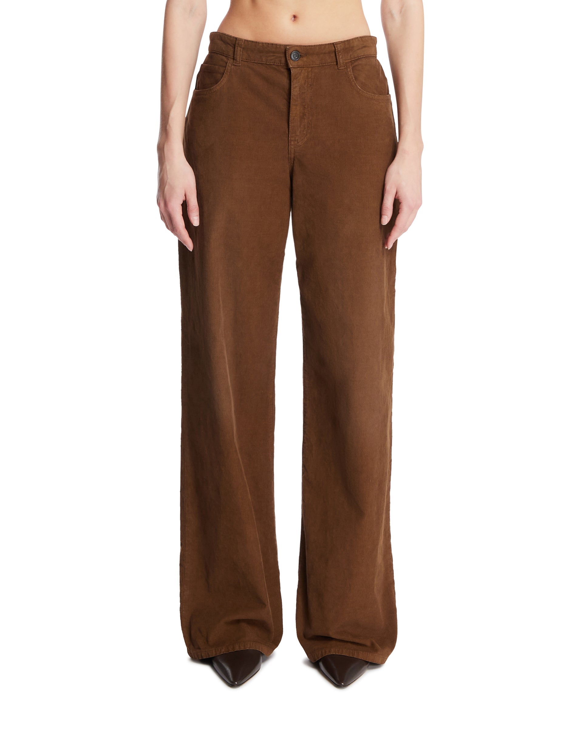 Brown Ribbed Cotton Pants The row оригінал – Купити в Україні – боковий вид