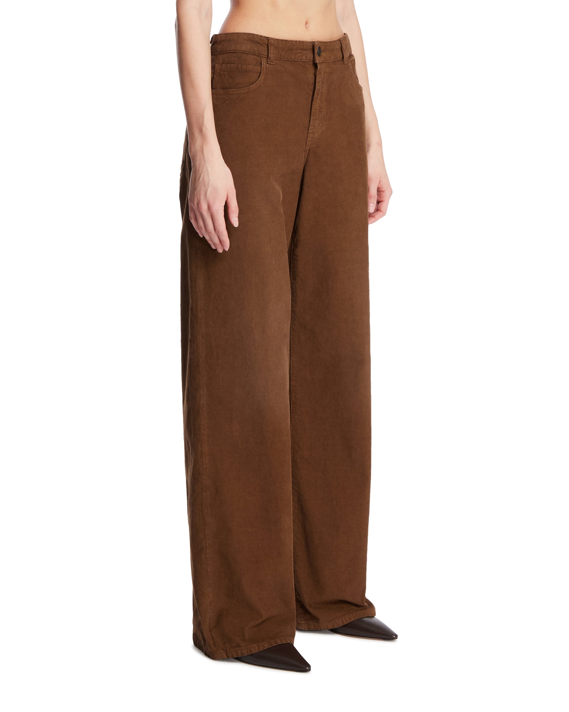 Brown Ribbed Cotton Pants The row оригінал – Купити в Україні – вид ззаду