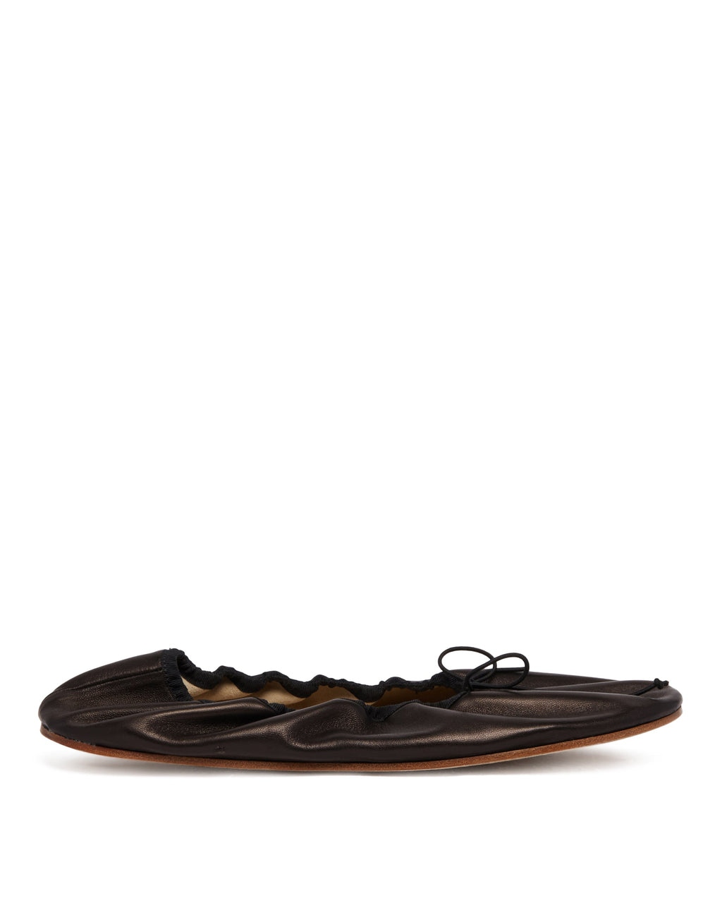 Оригінальна Black Leather Rounded Ballerinas The row – боковий вид