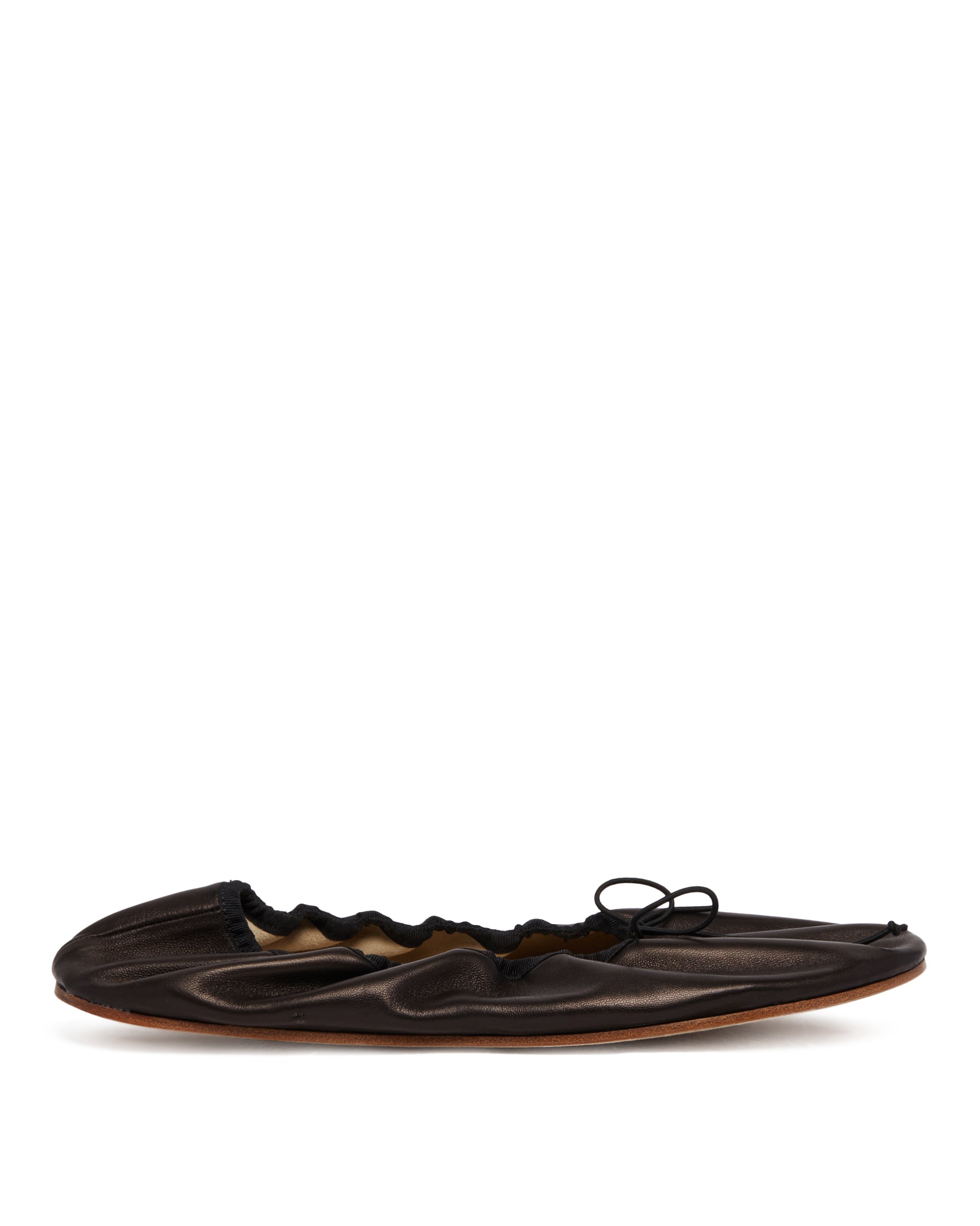Оригінальна Black Leather Rounded Ballerinas The row – боковий вид