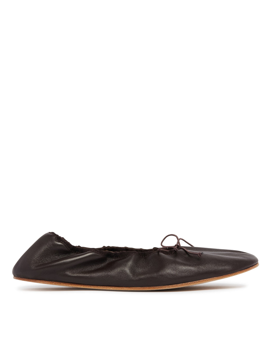 Оригінальна Brown Rounded Leather Ballet Flats The row – боковий вид