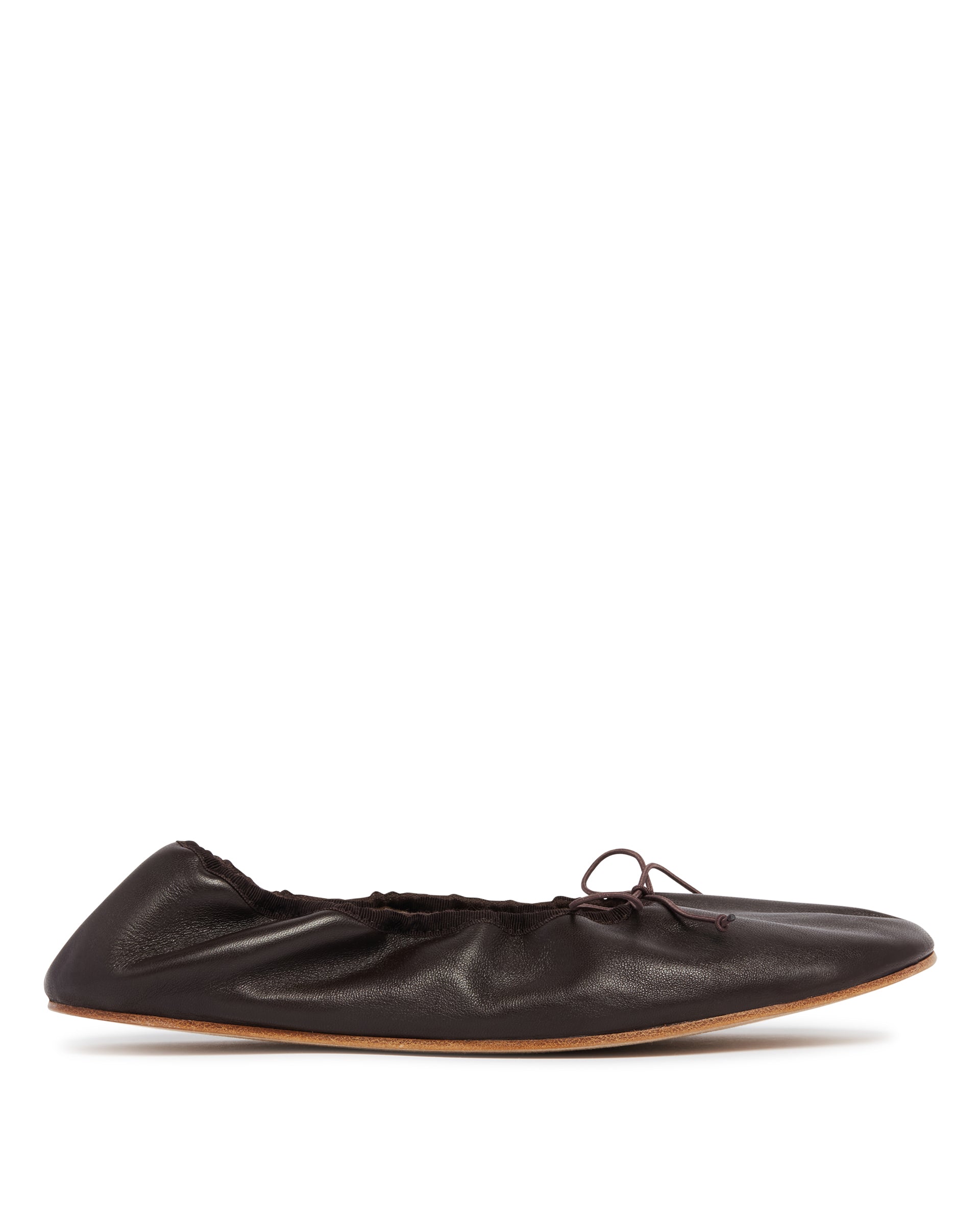 Оригінальна Brown Rounded Leather Ballet Flats The row – боковий вид