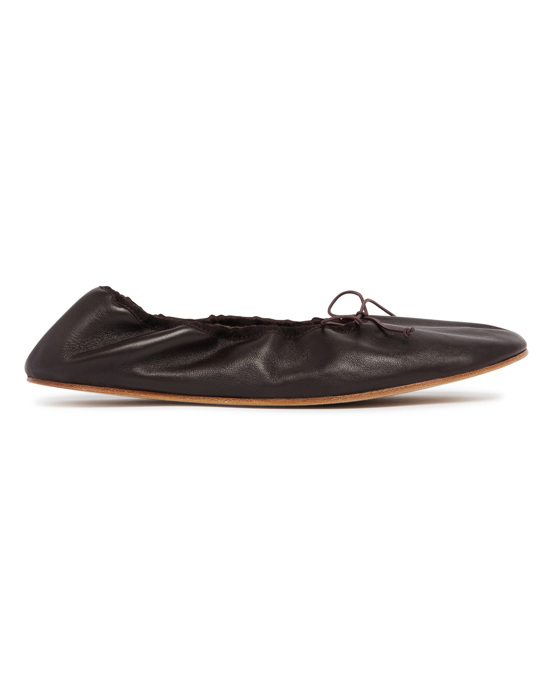 Оригінальна Brown Rounded Leather Ballet Flats The row – вид ззаду