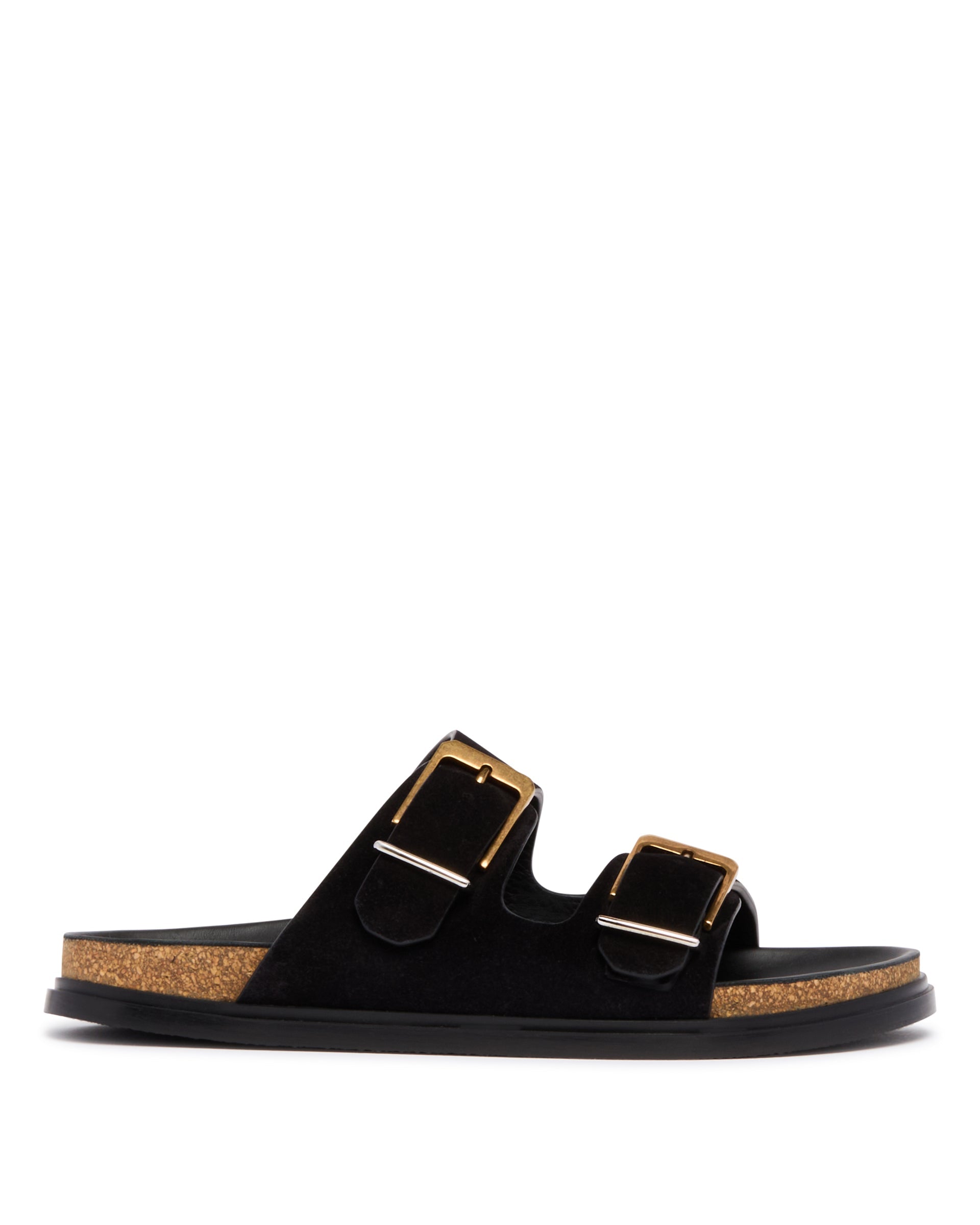 Оригінальна Black Buckle Slide Sandals The row – боковий вид