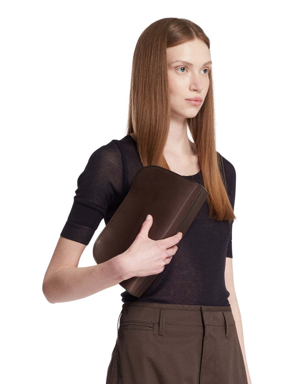 Brown Peggy Leather Clutch The row – Гарантія оригінальності – детальний вид
