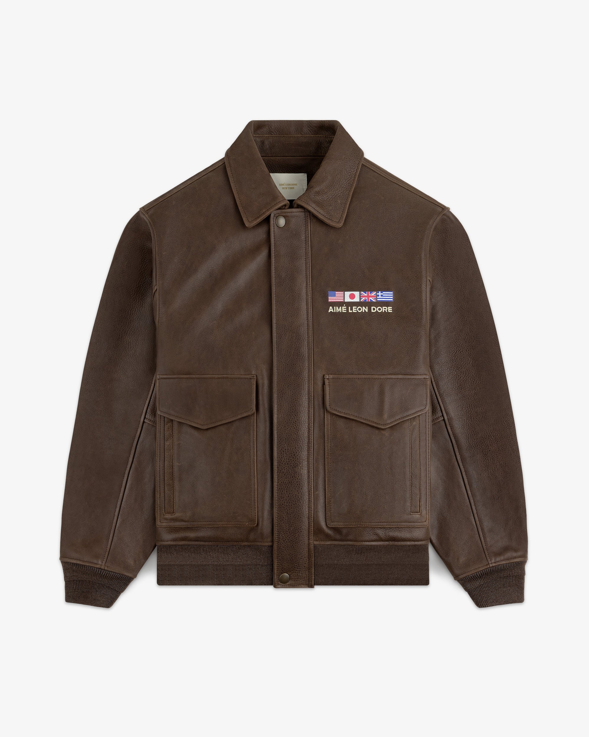 Worlds Borough Leather Flight Jacket Aime leon dore оригінал – Купити в Україні – вид ззаду