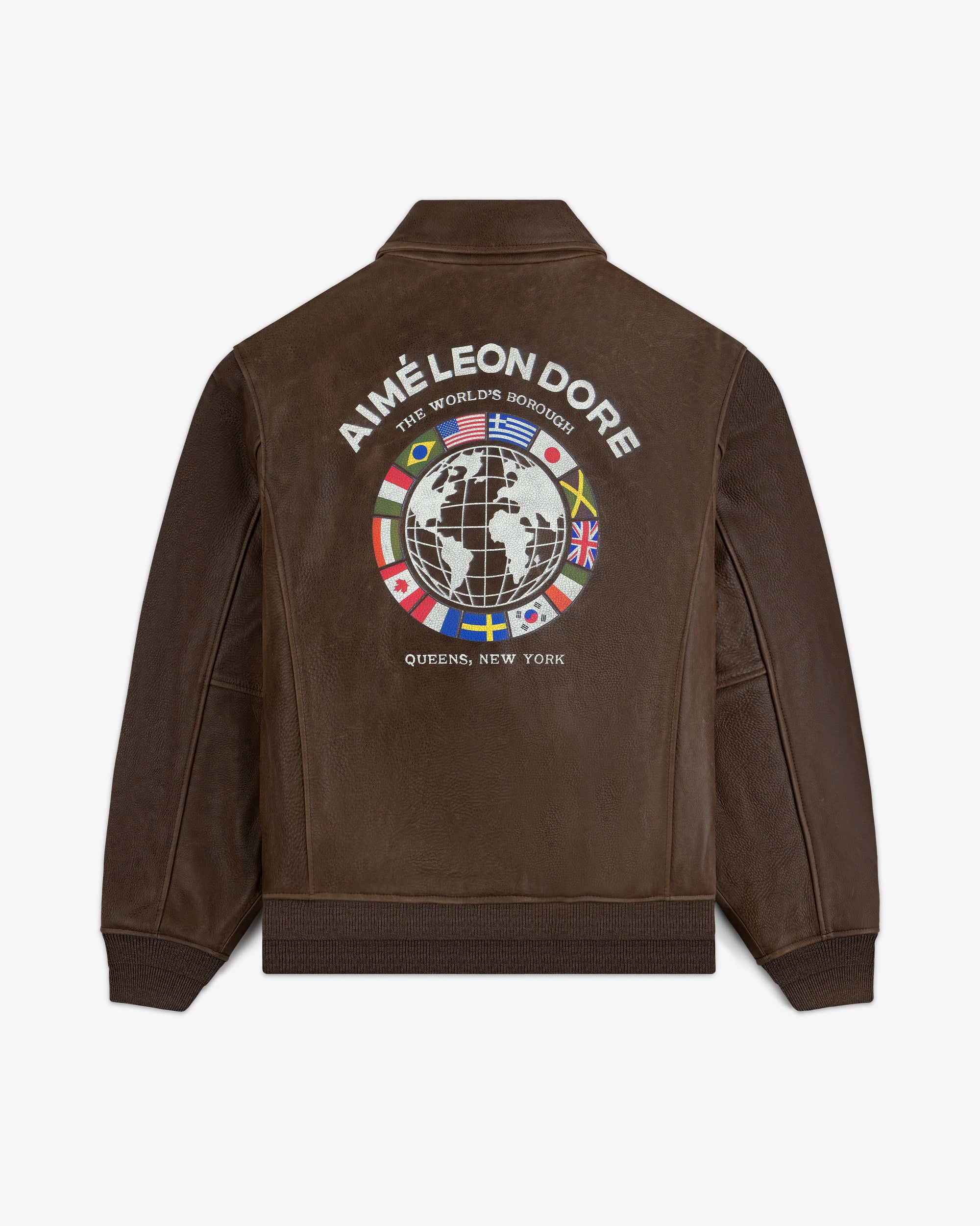 Worlds Borough Leather Flight Jacket Aime leon dore оригінал – Купити в Україні – збільшений вид