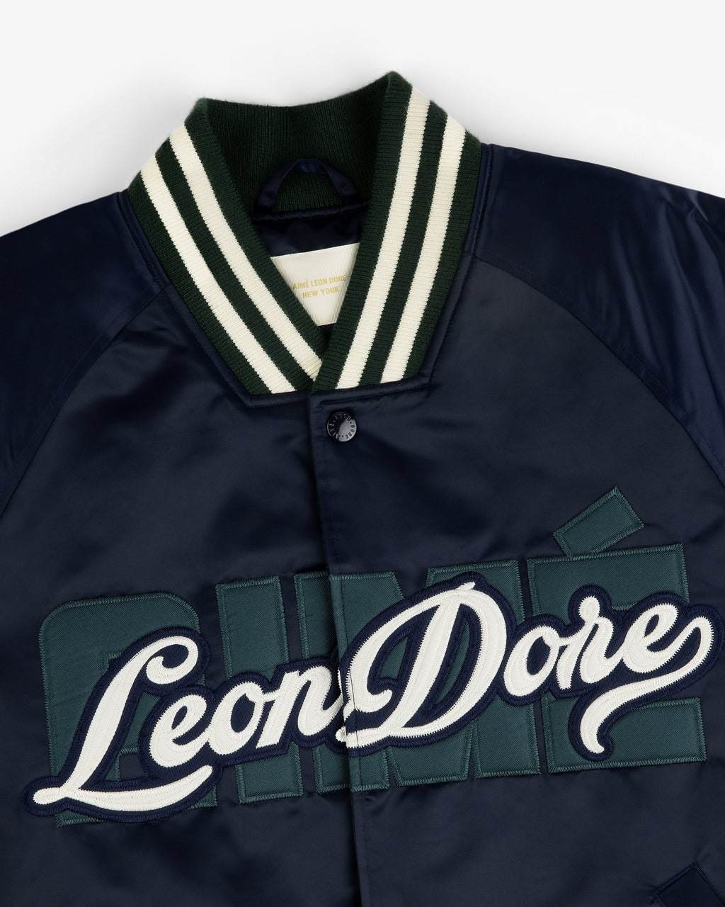 Оригінальна Overlay Logo Satin Varsity Jacket Aime leon dore – детальний вид