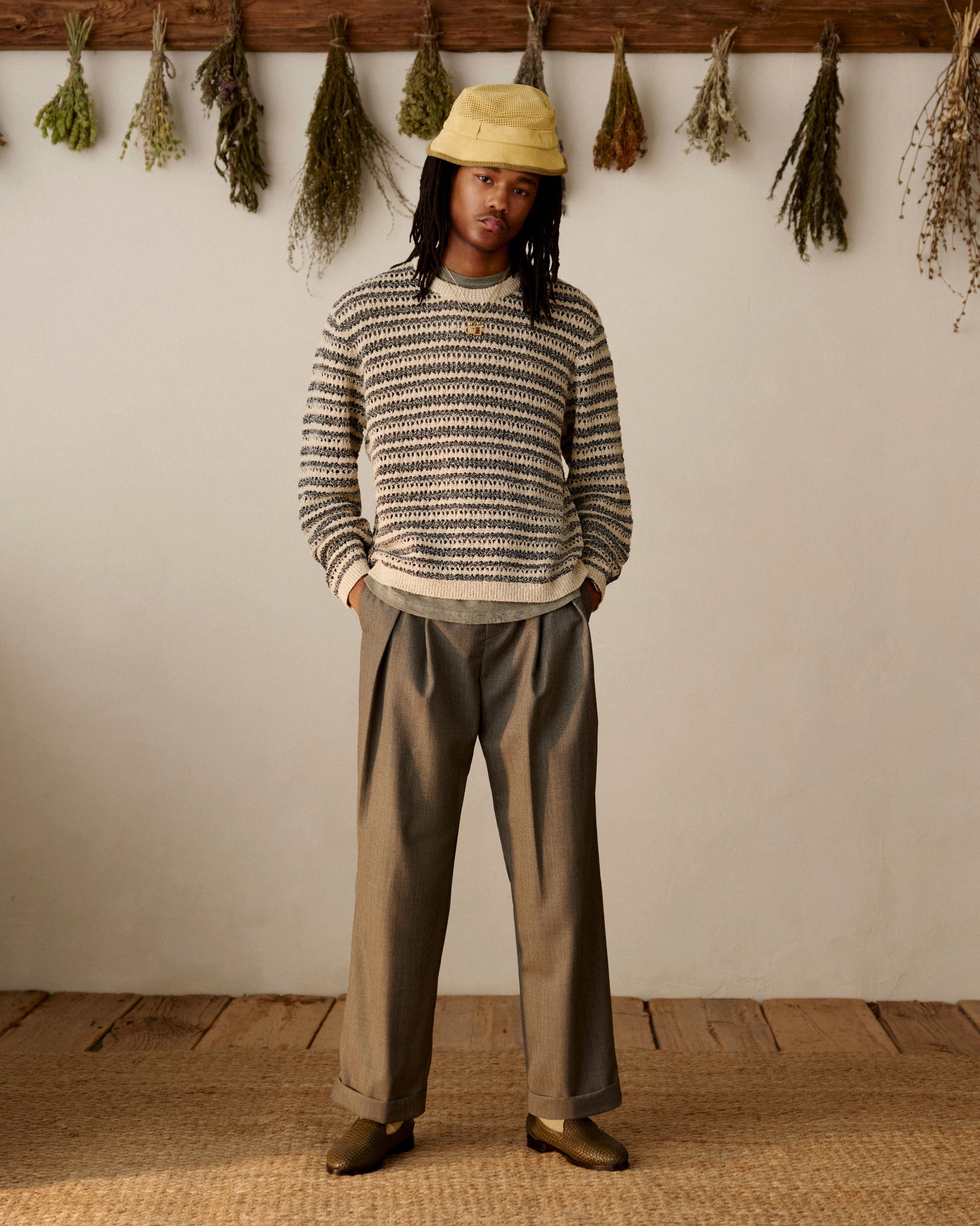 Bouclé Open Knit Crewneck Sweater Aime leon dore – Гарантія оригінальності – детальний вид