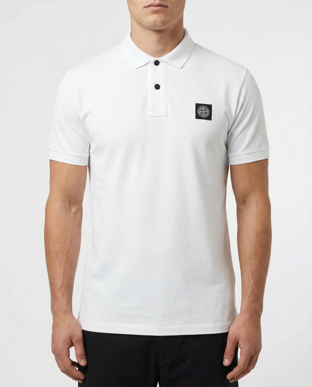 Оригінальна Logo Appliquéd Cotton Blend Pique Polo Shirt Stone island – вид ззаду