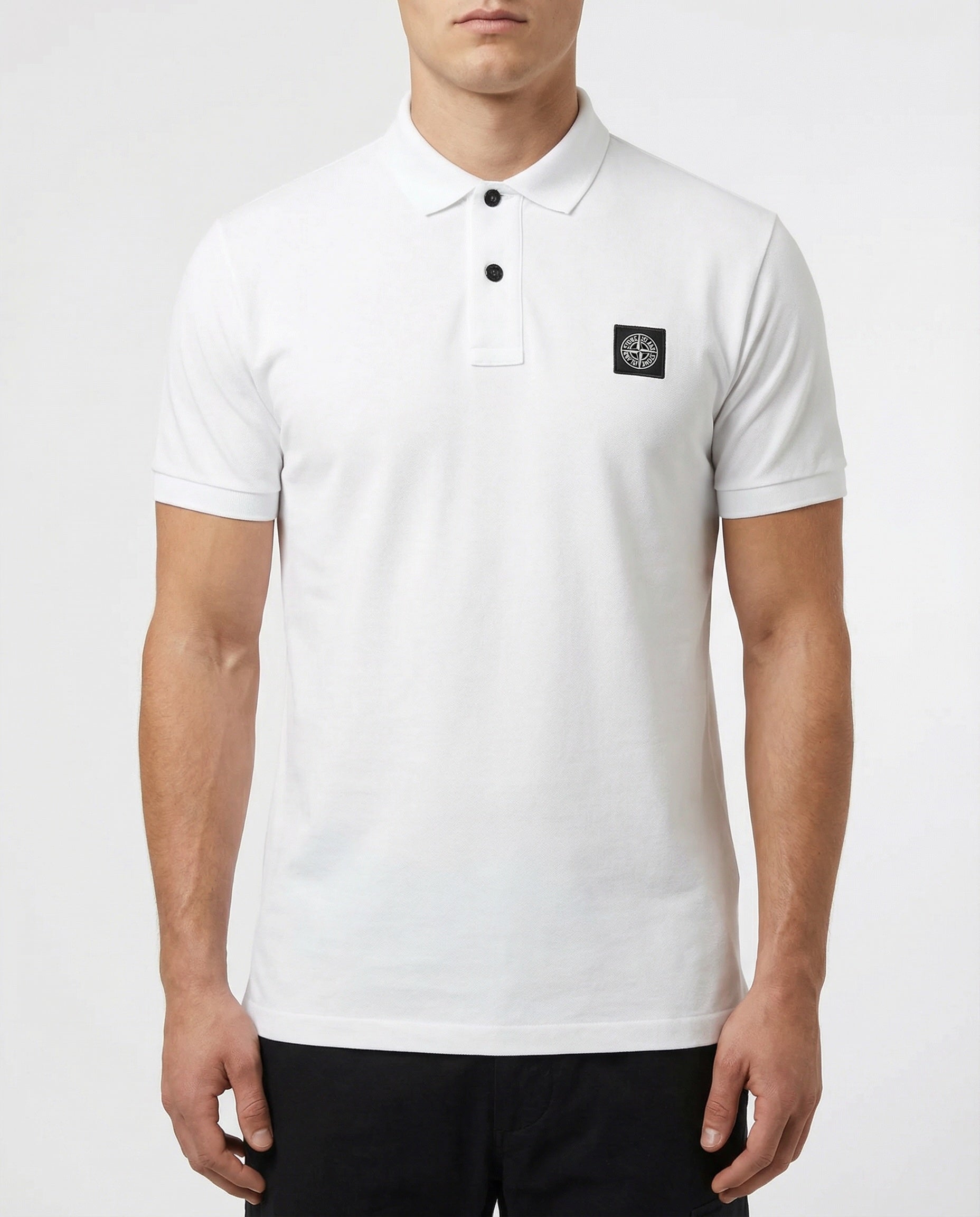 Оригінальна Logo Appliquéd Cotton Blend Pique Polo Shirt Stone island – вид ззаду
