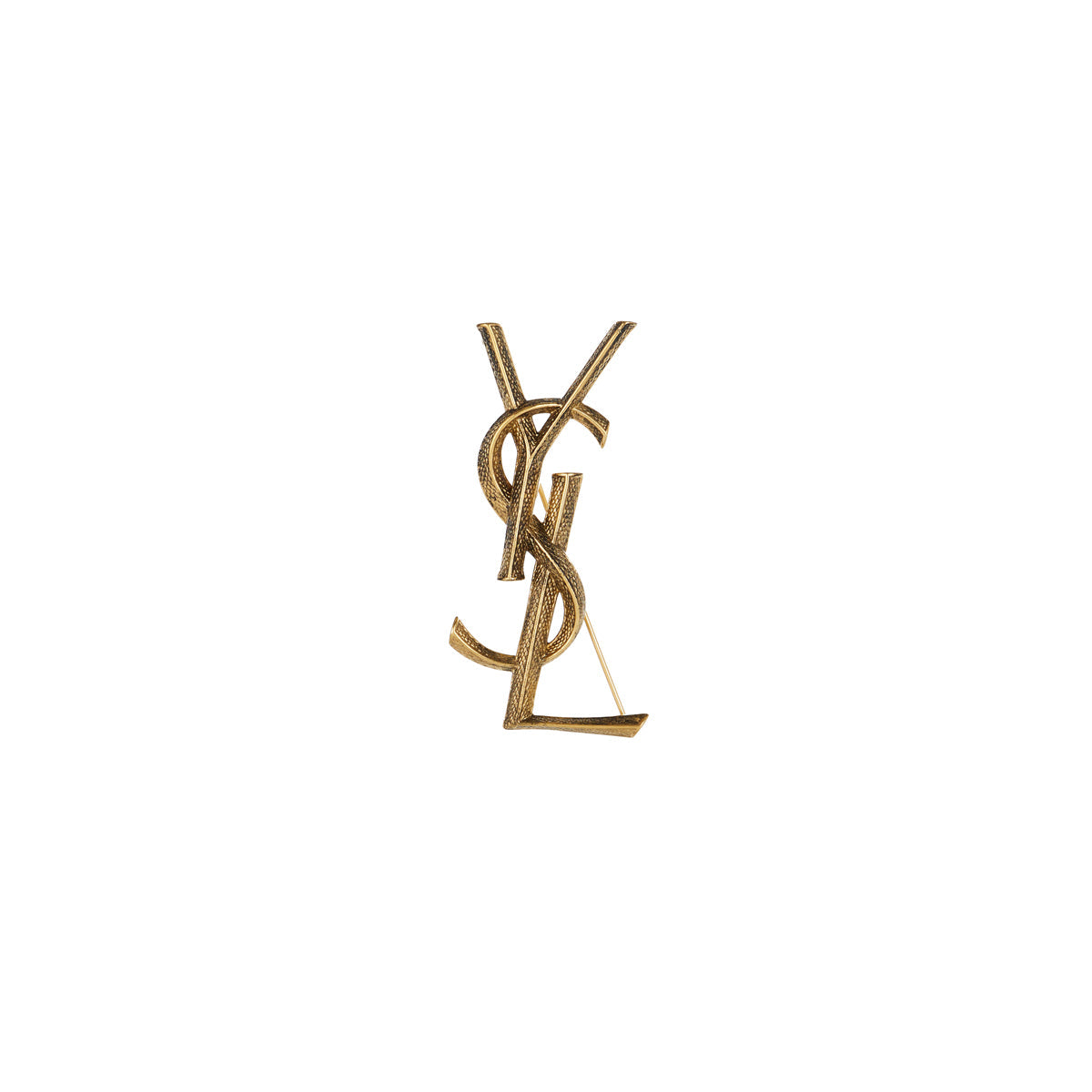 Textured Logo Letter Brooch Saint laurent – Гарантія оригінальності – вид ззаду