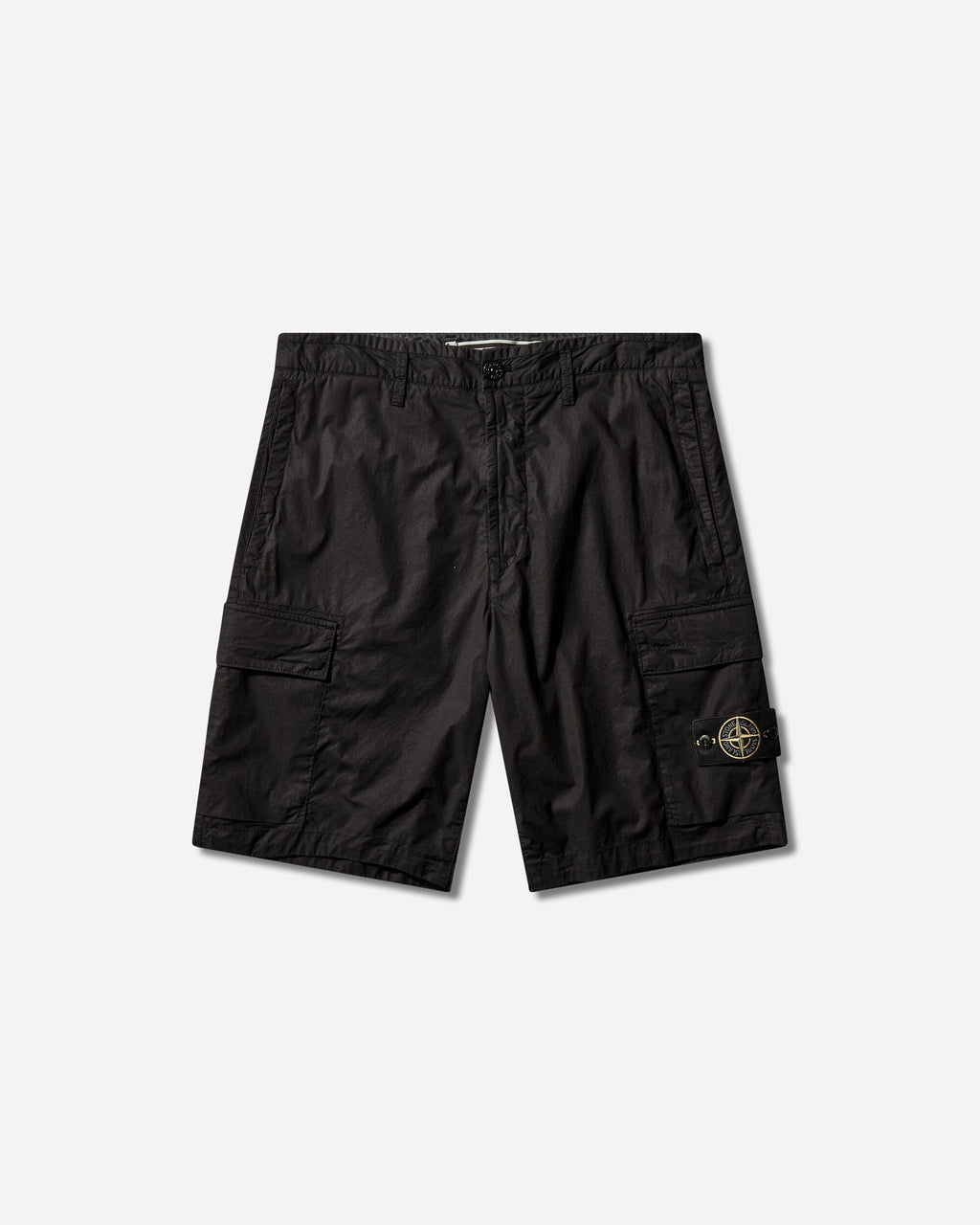 Mens Stretch Cotton Tela Paracadute Cargo Shorts Black Stone island оригінал – Купити в Україні – боковий вид