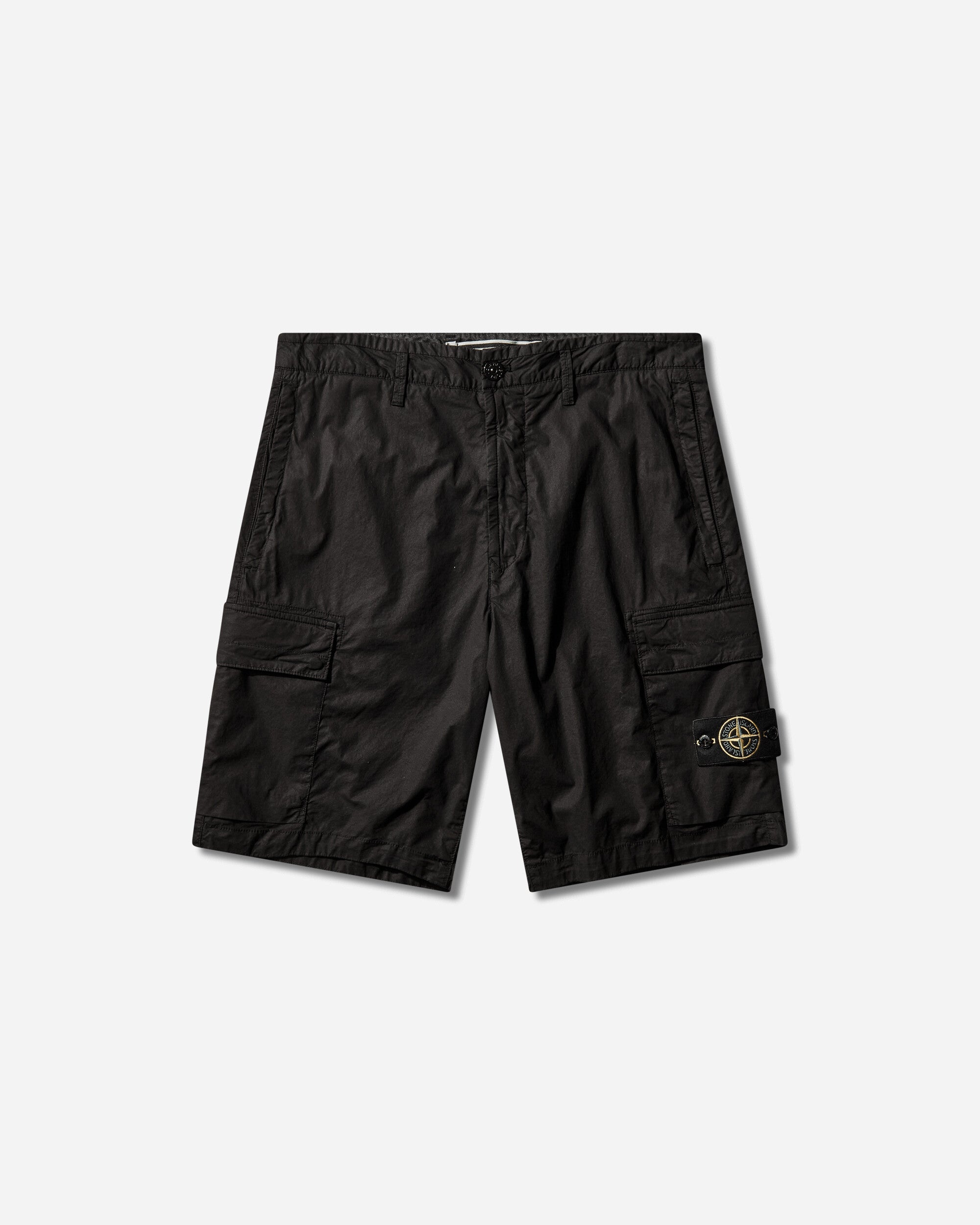 Mens Stretch Cotton Tela Paracadute Cargo Shorts Black Stone island оригінал – Купити в Україні – боковий вид