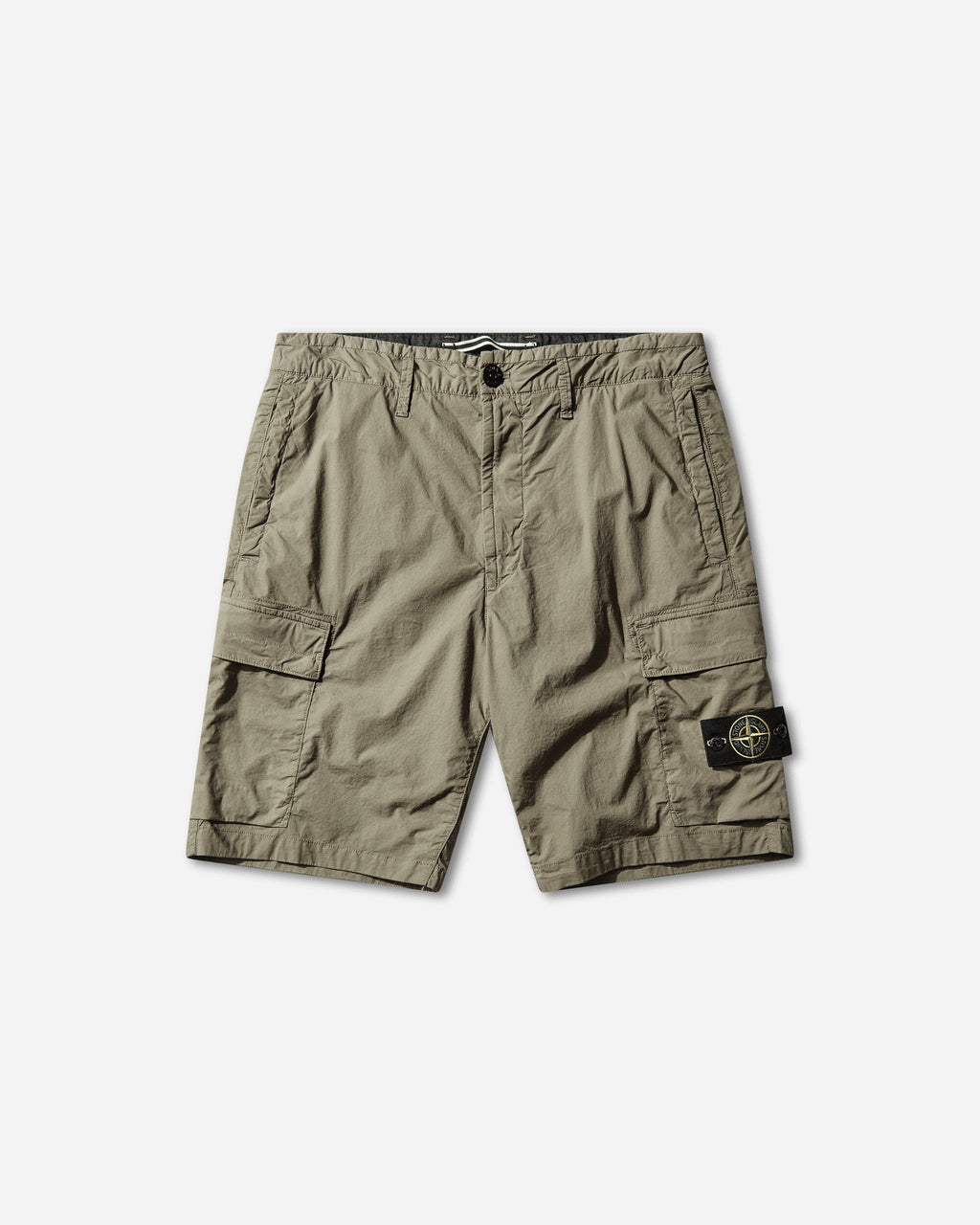 Mens Stretch Cotton Tela Paracadute Cargo Shorts Military Green Stone island оригінал – Купити в Україні – боковий вид
