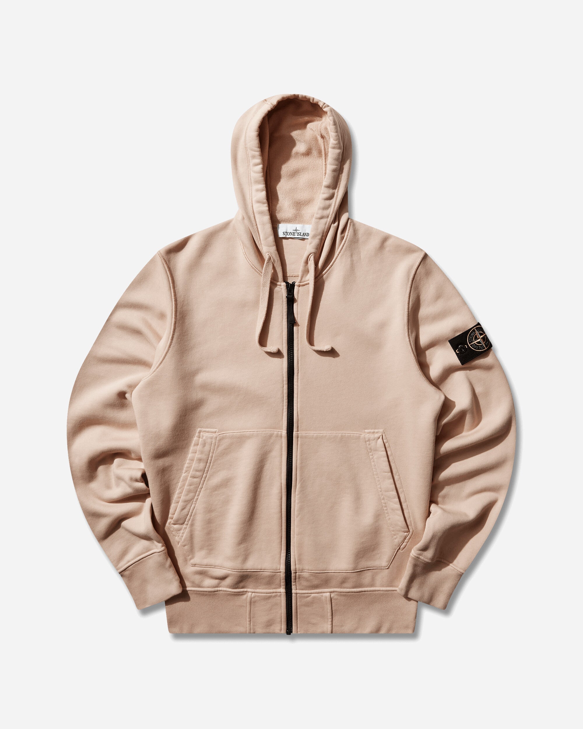 Mens Organic Cotton Fleece Zip Hoodie Chalk Pink Stone island оригінал – Купити в Україні – боковий вид