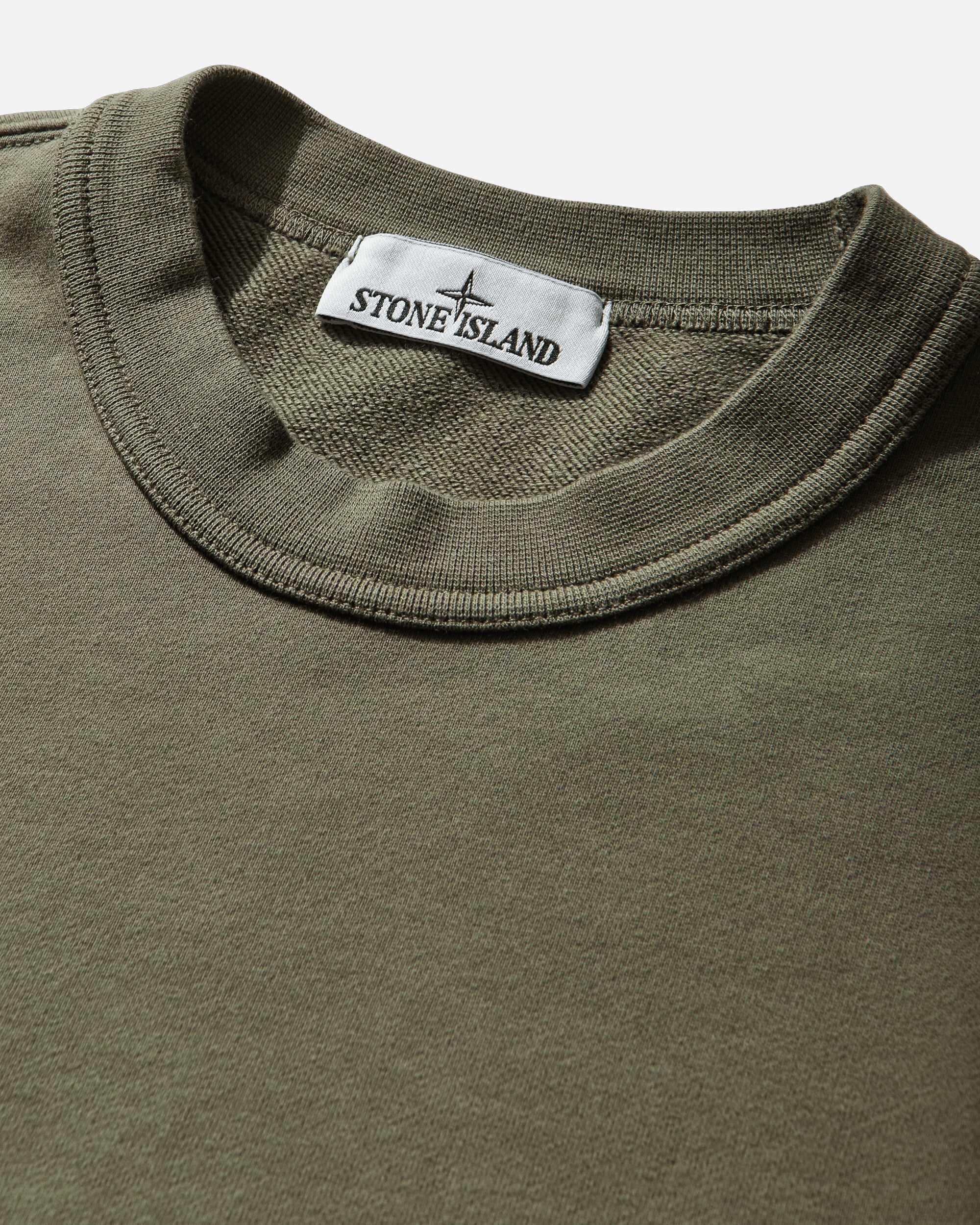 Mens Cotton Fleece Pocket Crewneck Sweatshirt Military Green Stone island – Гарантія оригінальності – збільшений вид