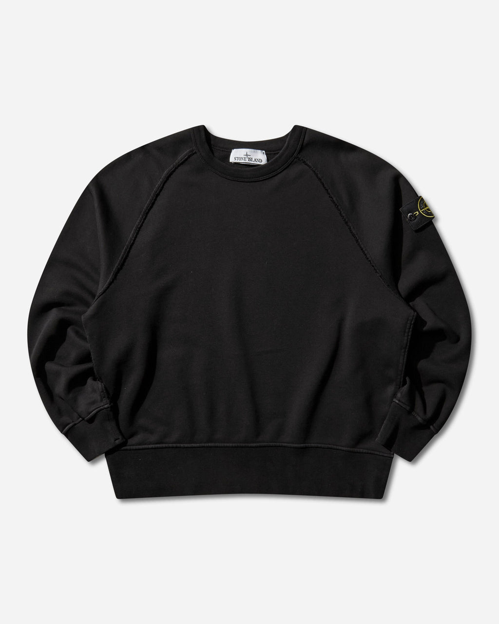 Mens Organic Cotton Fleece Oversized Crewneck Sweatshirt Black Stone island оригінал – Купити в Україні – боковий вид