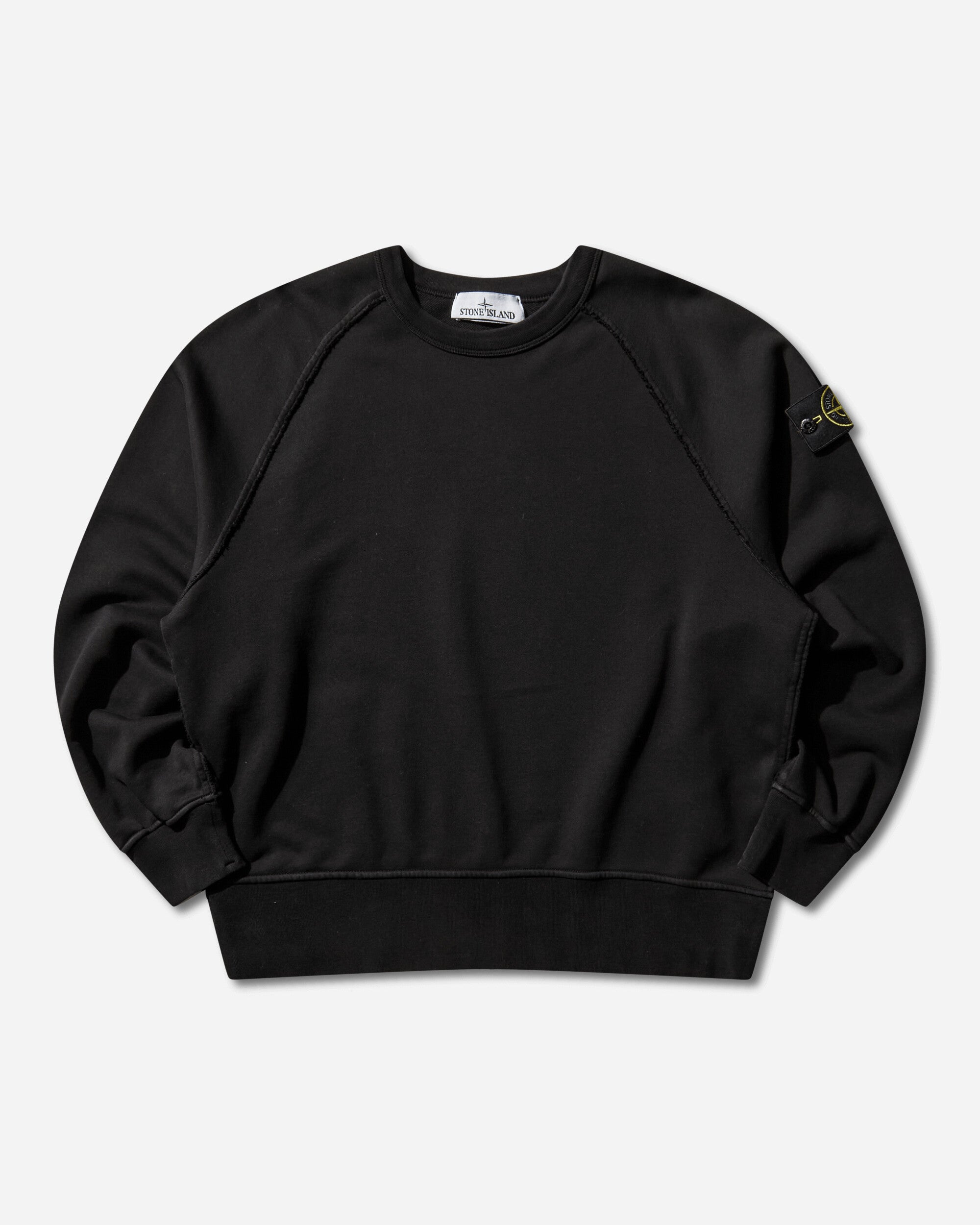 Mens Organic Cotton Fleece Oversized Crewneck Sweatshirt Black Stone island оригінал – Купити в Україні – боковий вид