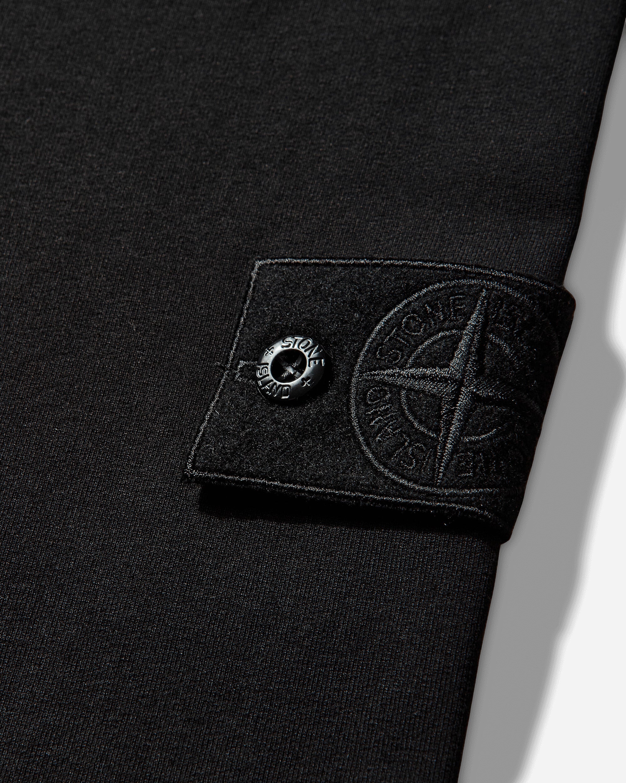 Оригінальна Mens Ghost Cotton Stretch Fleece Crewneck Sweatshirt Black Stone island – детальний вид