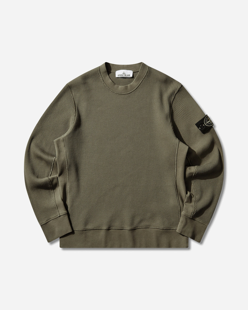 Mens Waffle Knit Sweater Military Green Stone island оригінал – Купити в Україні – боковий вид