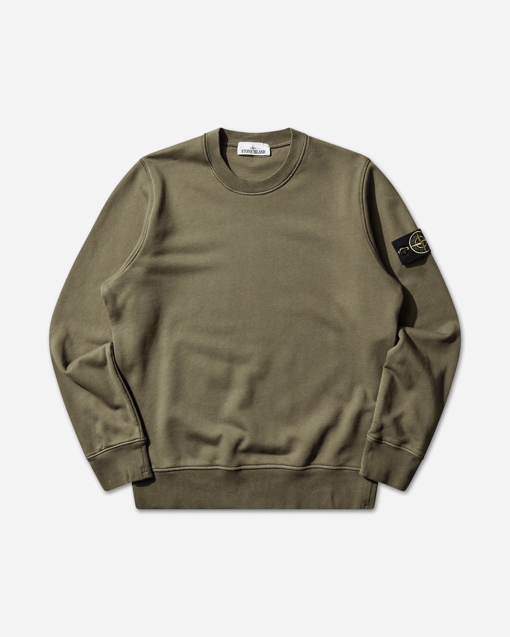 Оригінальна Mens Organic Cotton Fleece Crewneck Sweatshirt Military Green Stone island – боковий вид