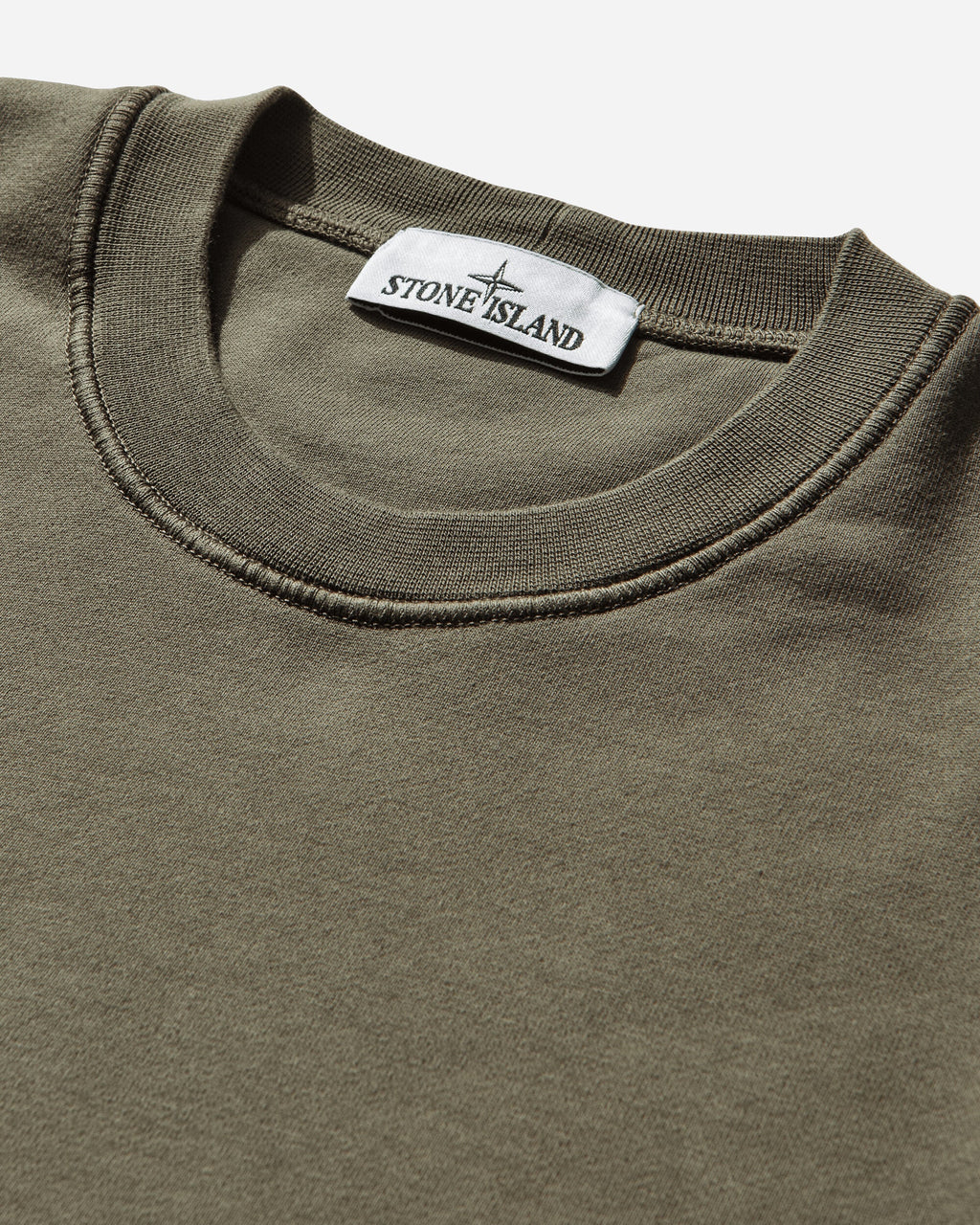 Оригінальна Mens Organic Cotton Fleece Crewneck Sweatshirt Military Green Stone island – детальний вид