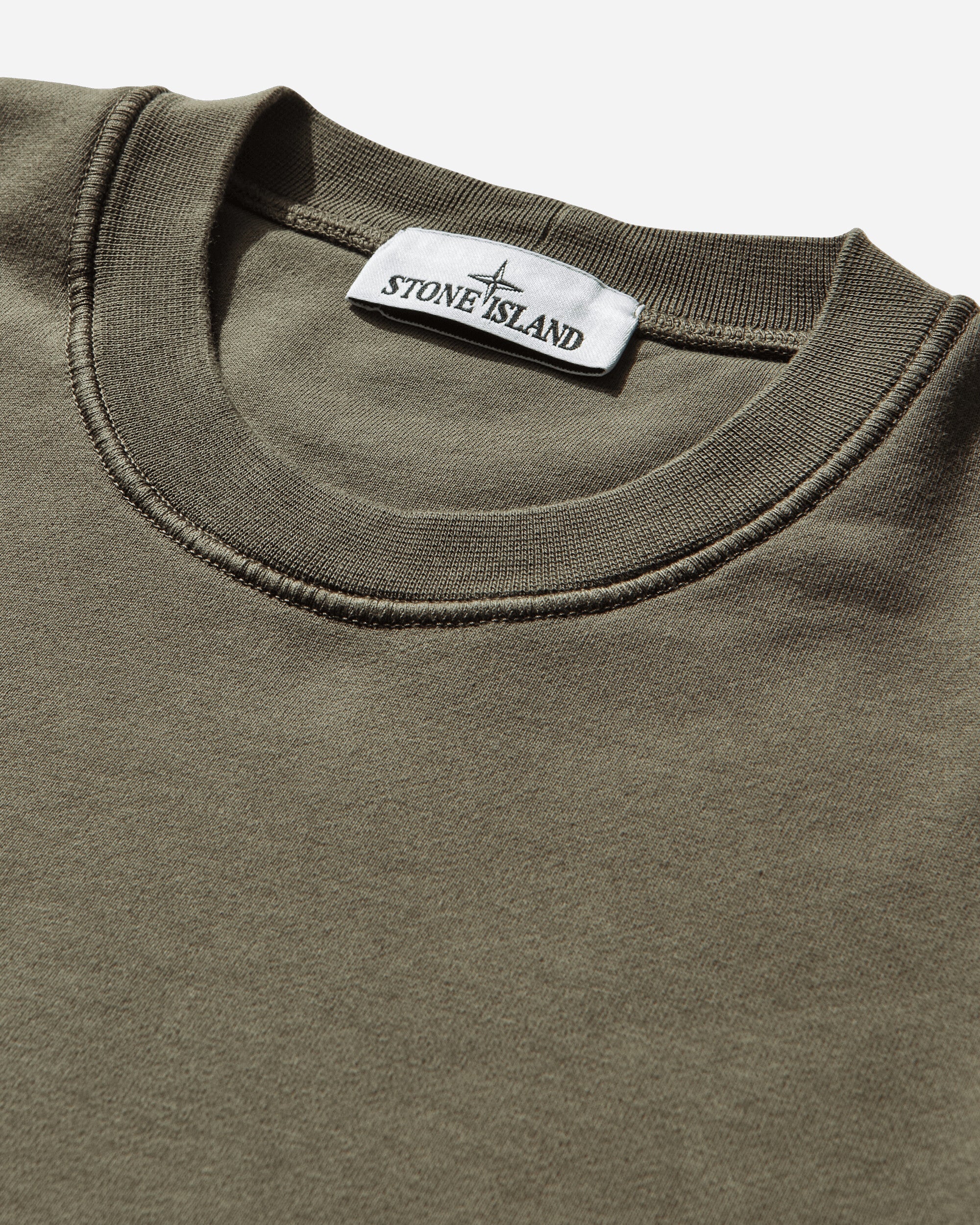 Оригінальна Mens Organic Cotton Fleece Crewneck Sweatshirt Military Green Stone island – детальний вид