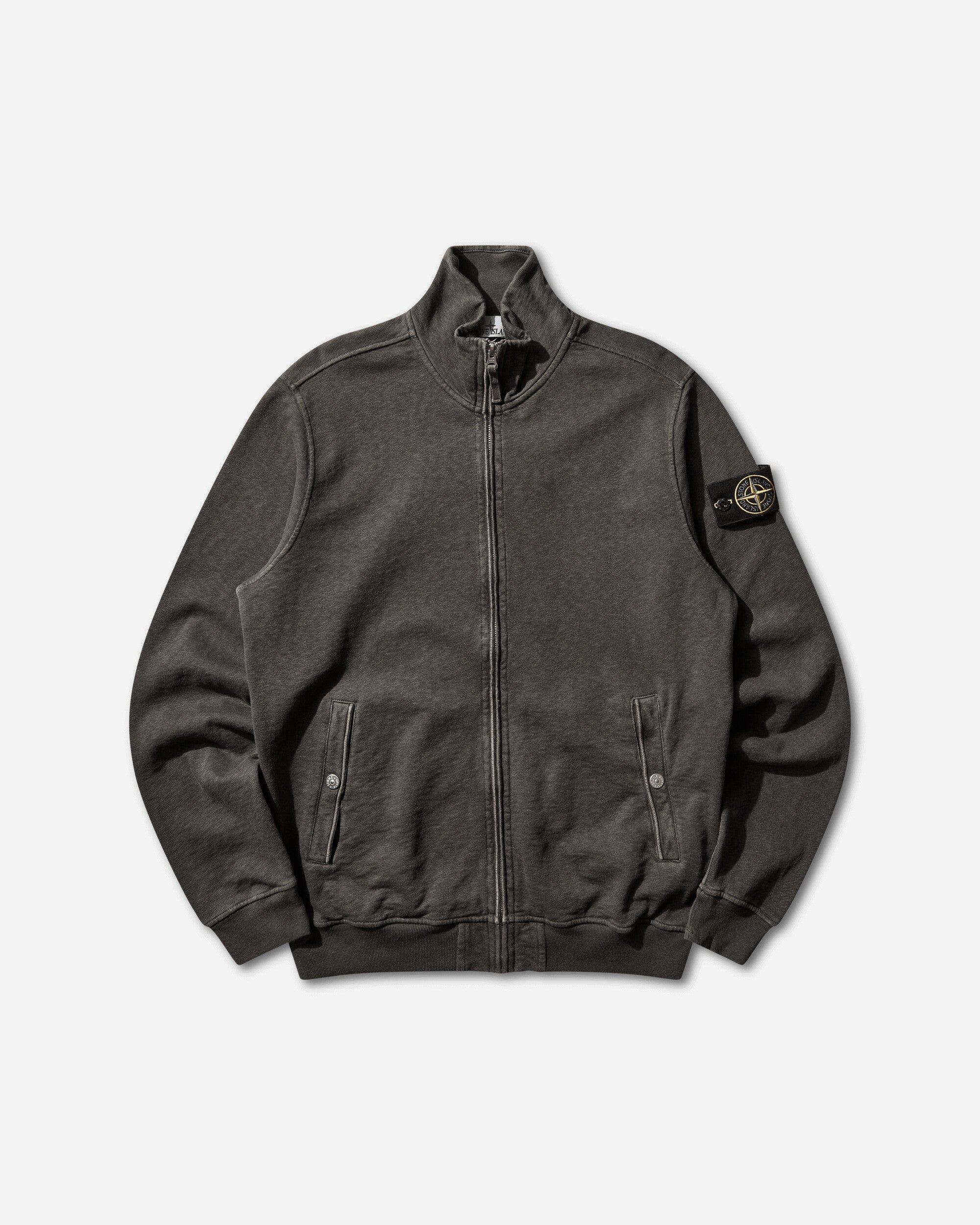 Mens Malfilé Cotton Fleece Old Effect Zip-Up Track Jacket Charcoal Grey Stone island – Гарантія оригінальності – боковий вид