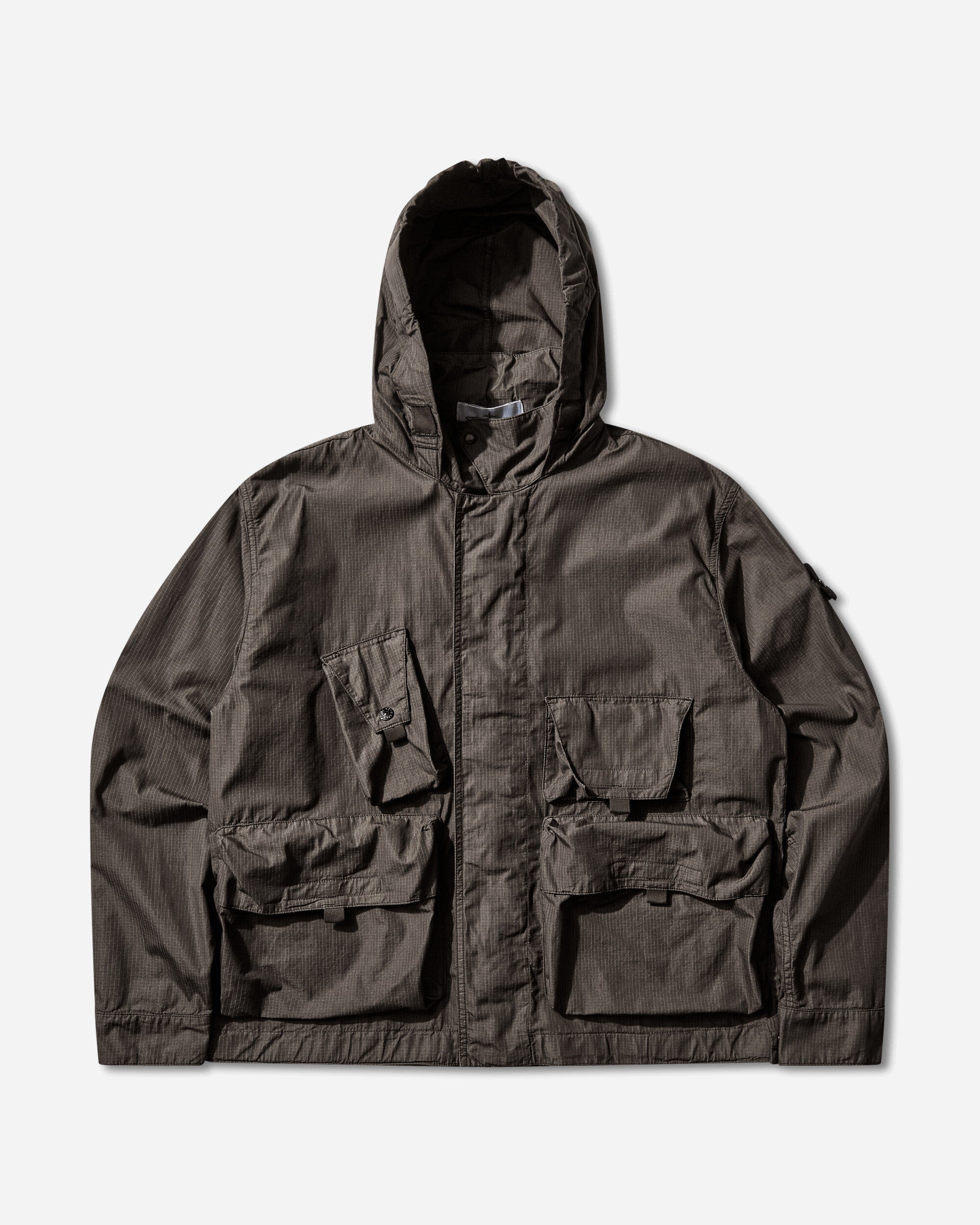 Mens Cotton Nylon Micro Ripstop Field Jacket Charcoal Stone island – Гарантія оригінальності – боковий вид
