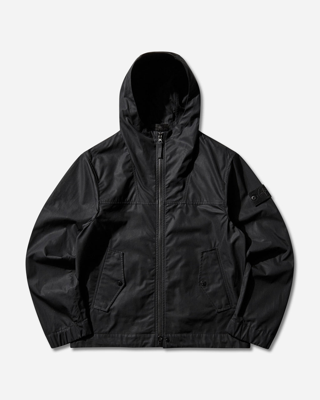 Оригінальна Mens Ghost All-Weather Cotton Canvas Hooded Jacket Black Stone island – боковий вид