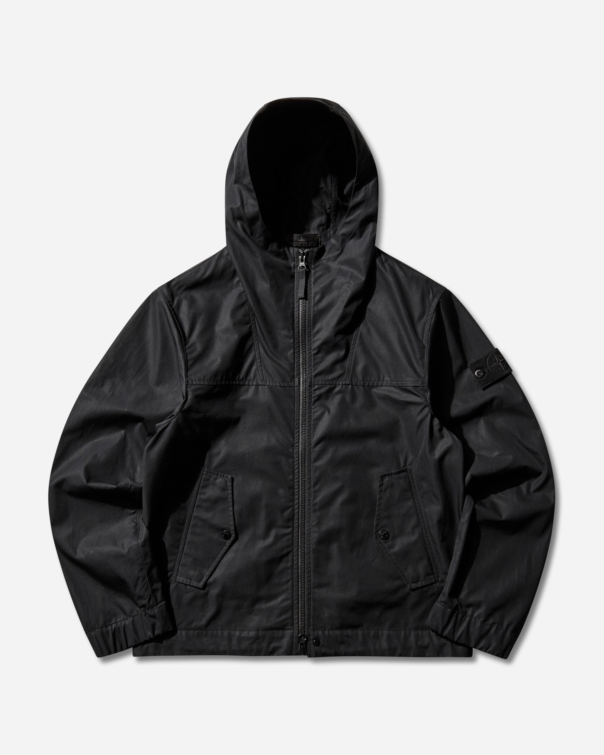 Оригінальна Mens Ghost All-Weather Cotton Canvas Hooded Jacket Black Stone island – боковий вид