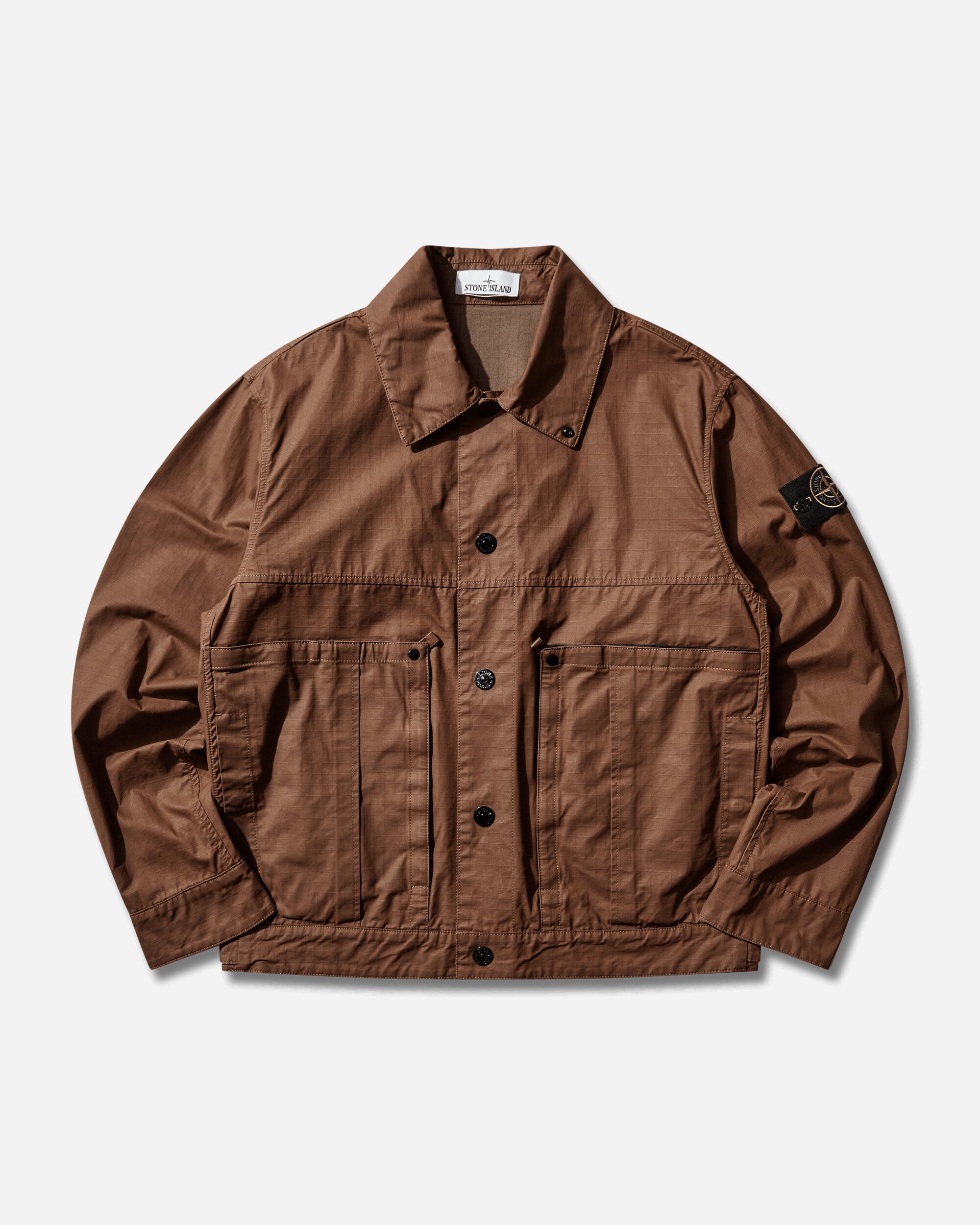 Оригінальна Mens Double-Coated Cotton Ripstop Coach Jacket Shadow Brown Stone island – боковий вид
