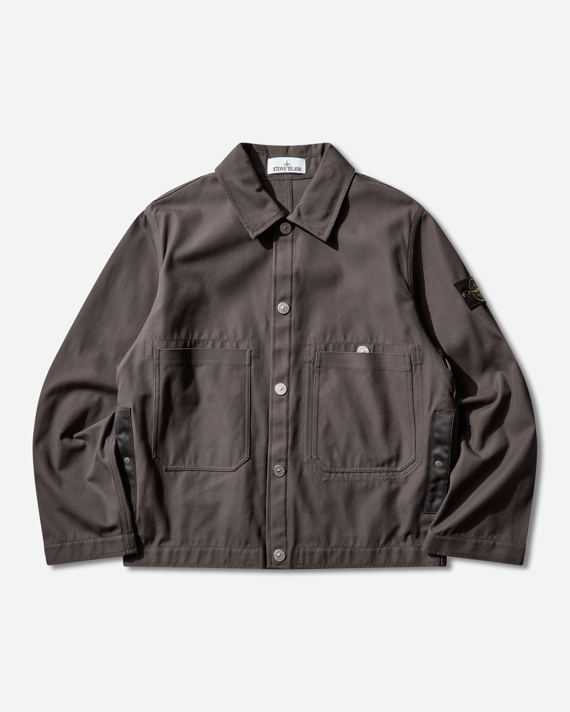 Оригінальна Mens Cotton Canvas Coach Jacket Charcoal Grey Stone island – боковий вид