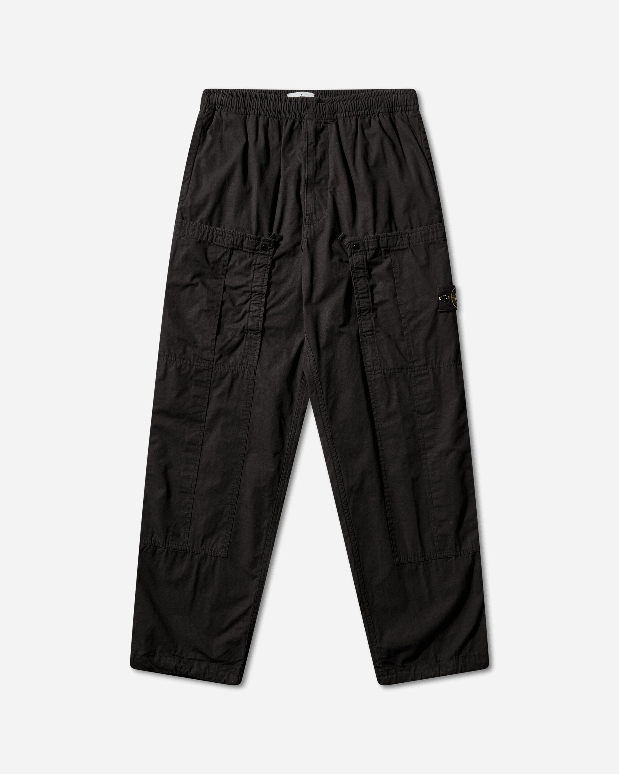 Mens Mercerised Organic Cotton Ripstop Cargo Pants Black Stone island оригінал – Купити в Україні – боковий вид