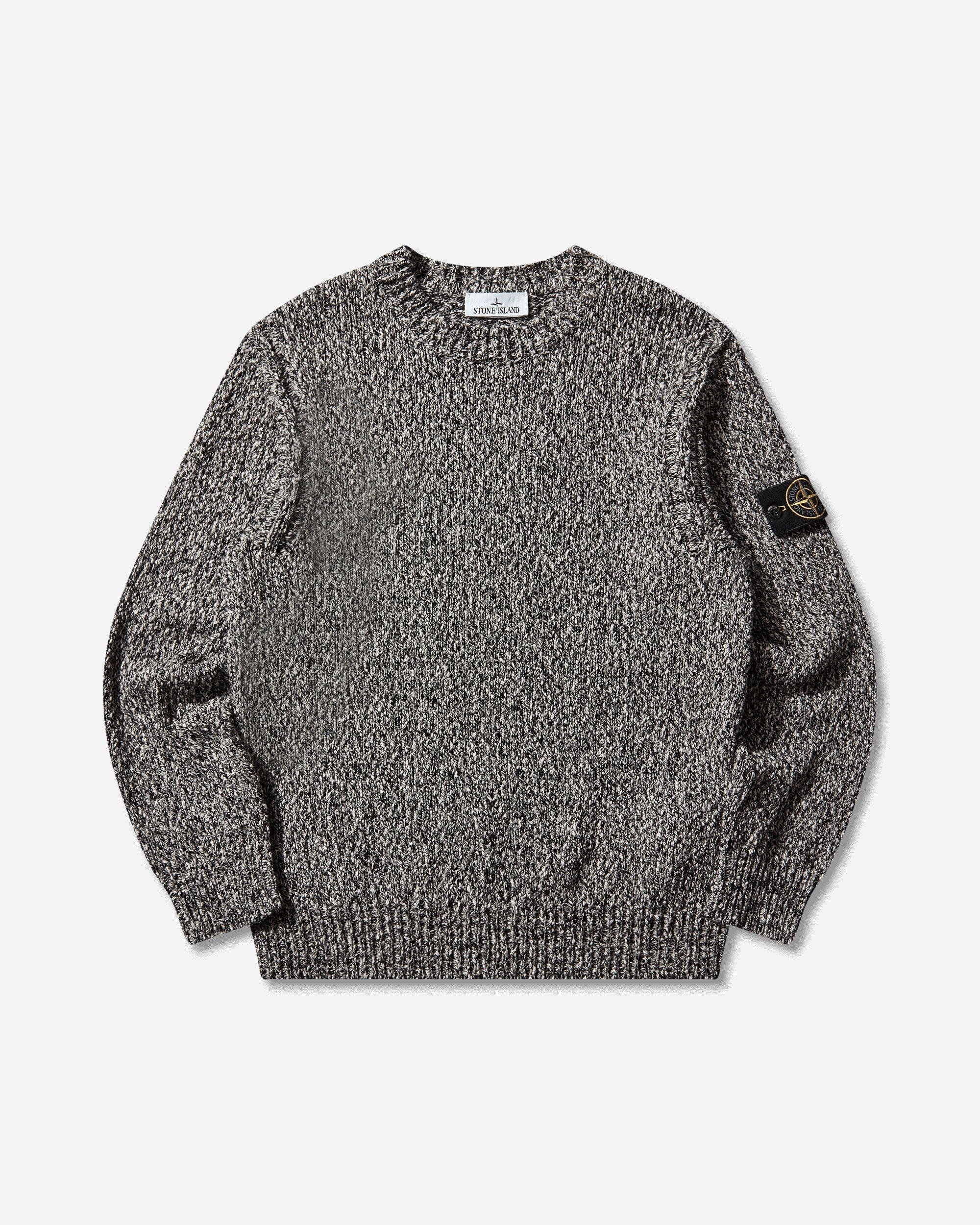 Mens Speckled Cotton Sweater Black Stone island оригінал – Купити в Україні – боковий вид - STONE ISLAND