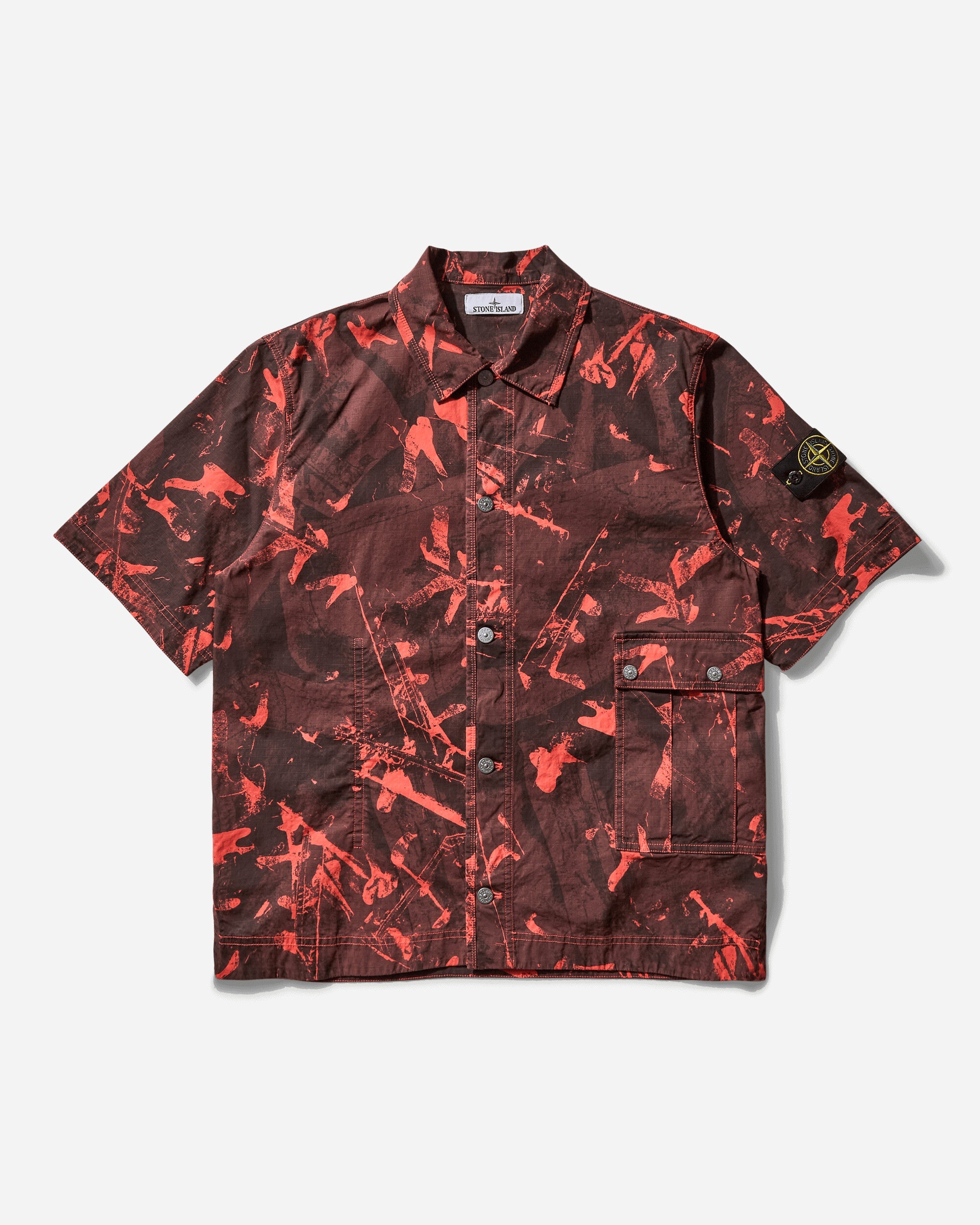 Men's Scan Camo Print Shirt Black - STONE ISLAND