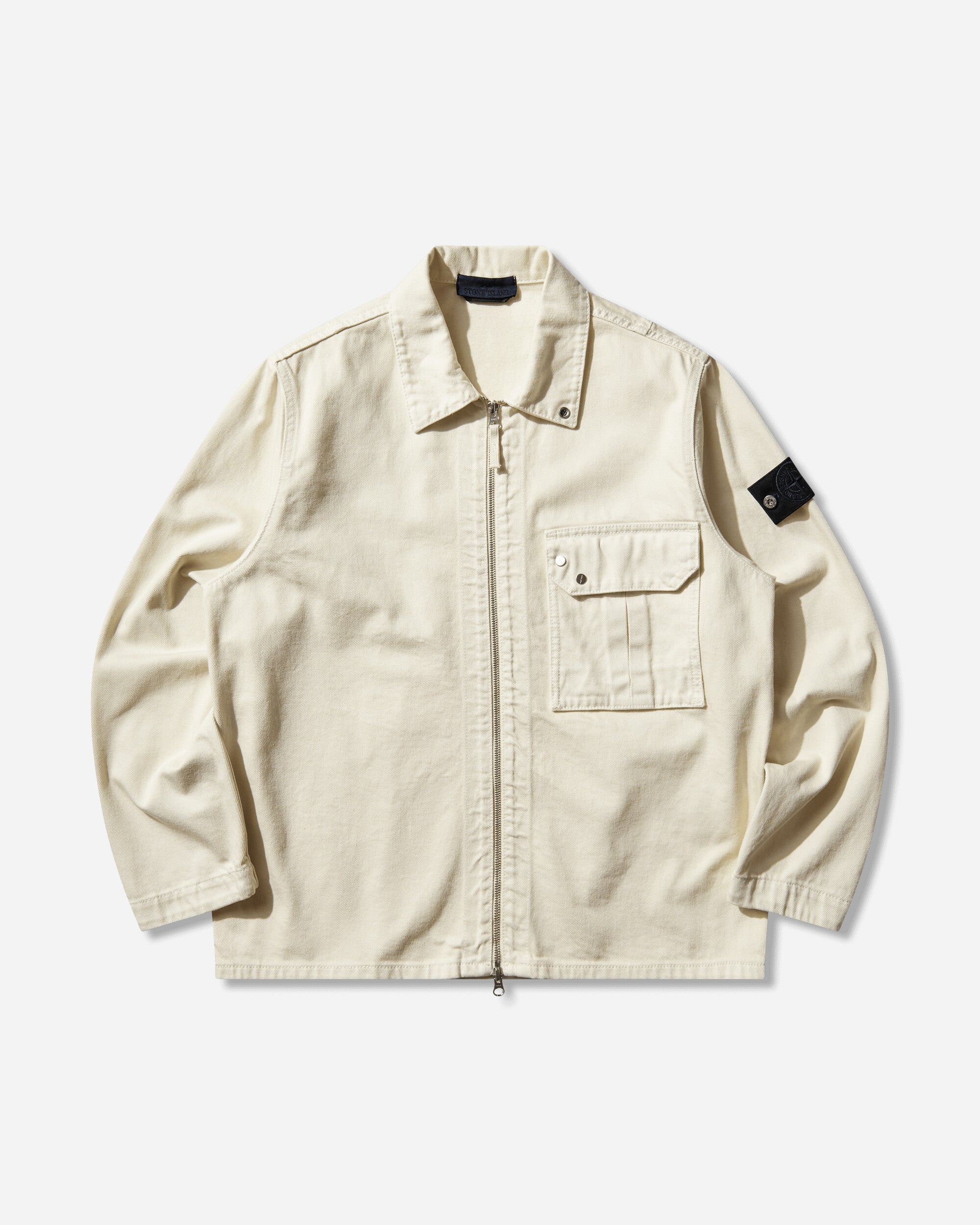 Mens Light Bull Denim-Tc Overshirt Ivory Stone island – Гарантія оригінальності – боковий вид