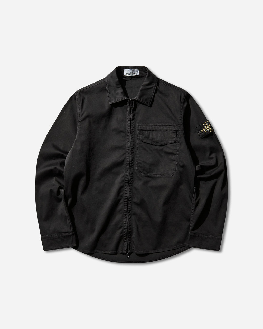Mens Stretch Organic Cotton Satin Overshirt Black Stone island – Гарантія оригінальності – боковий вид