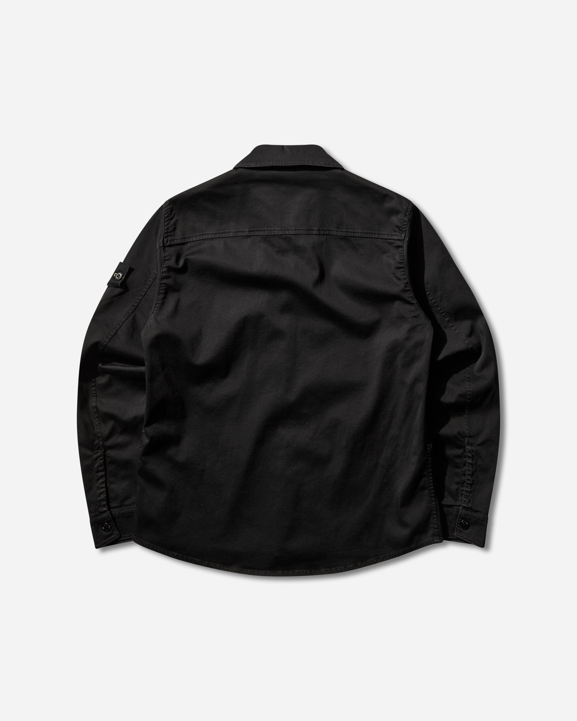 Mens Stretch Organic Cotton Satin Overshirt Black Stone island – Гарантія оригінальності – вид ззаду