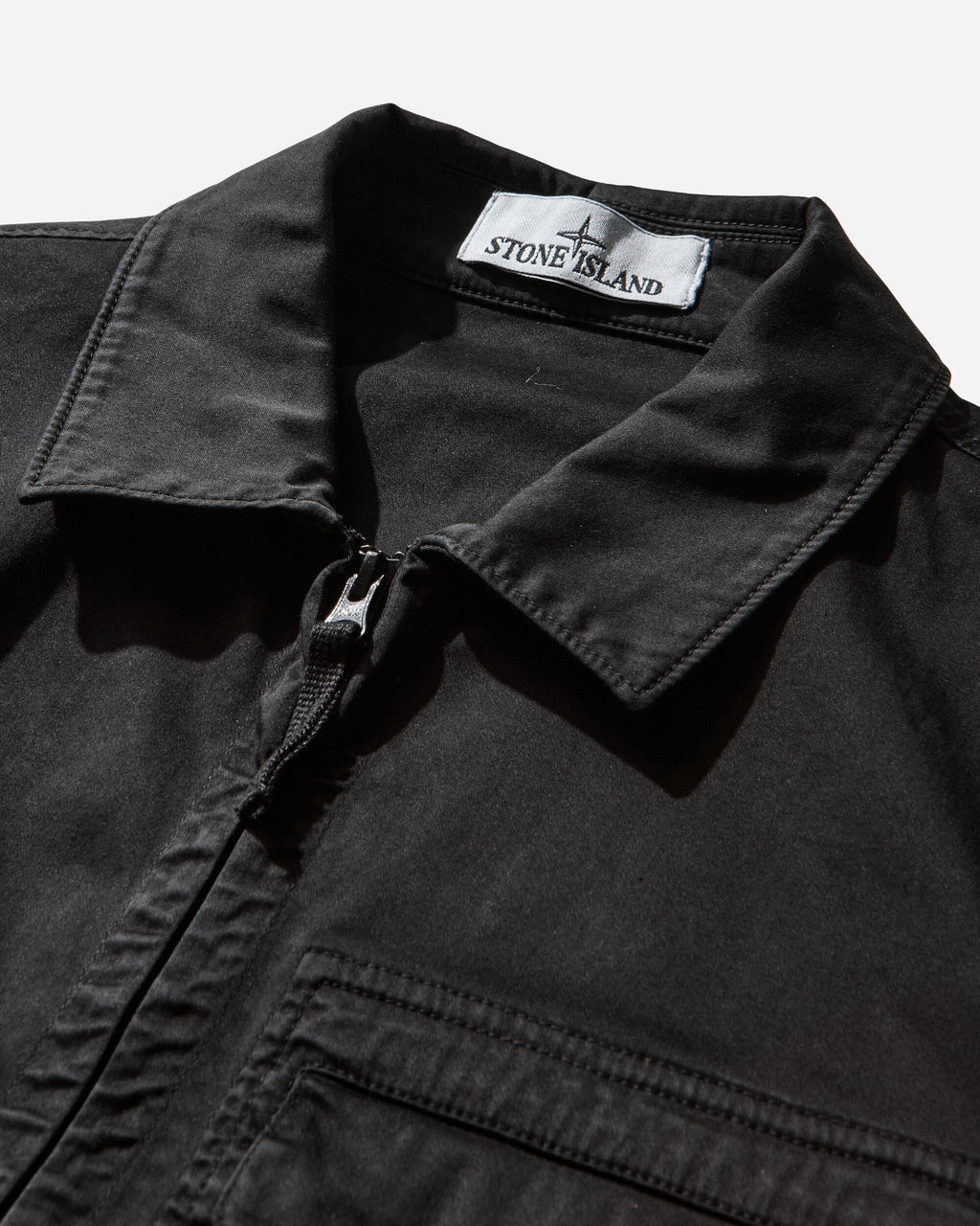 Mens Stretch Organic Cotton Satin Overshirt Black Stone island – Гарантія оригінальності – збільшений вид
