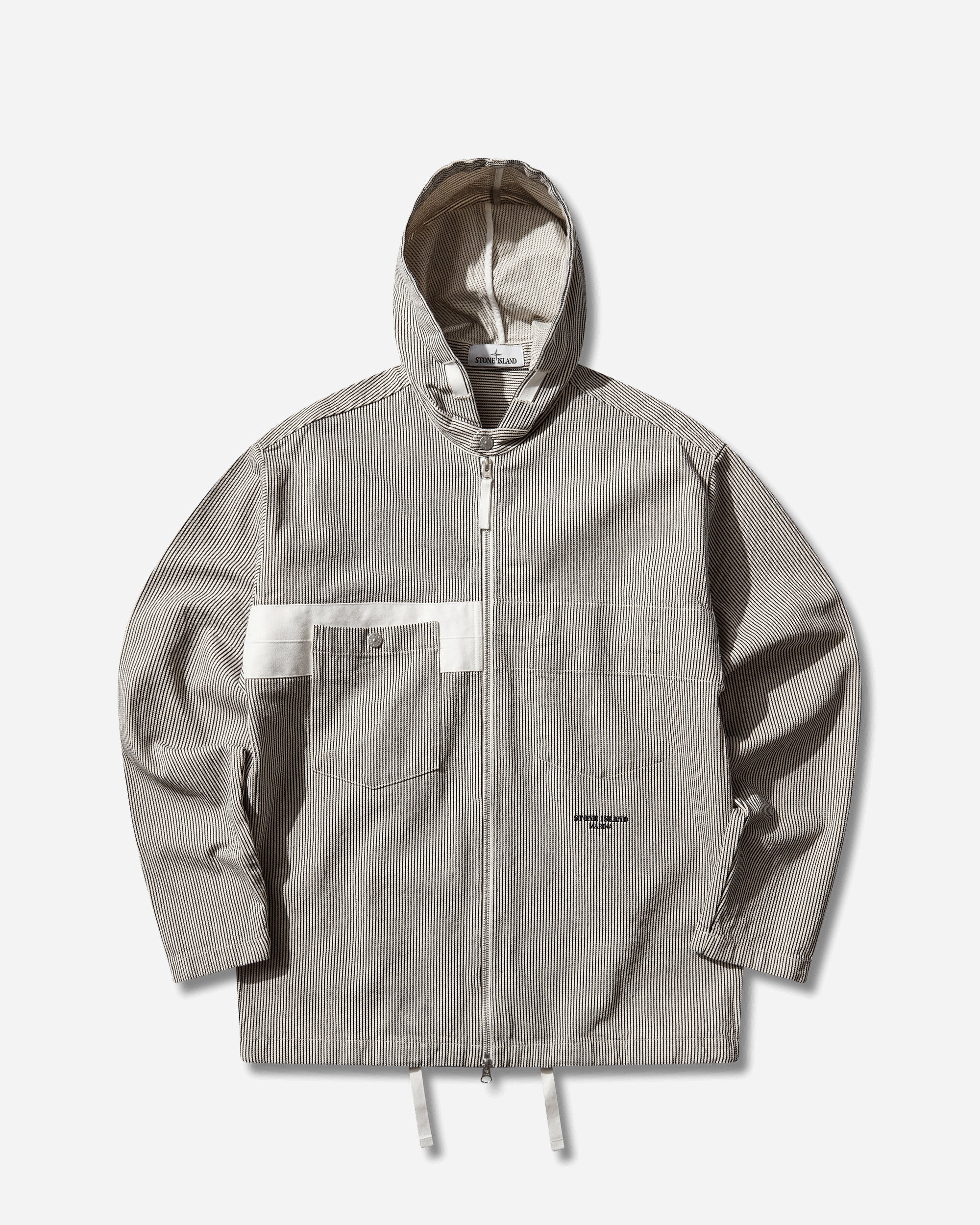 Mens Marina Striped Hooded Overshirt Navy Blue Stone island оригінал – Купити в Україні – боковий вид