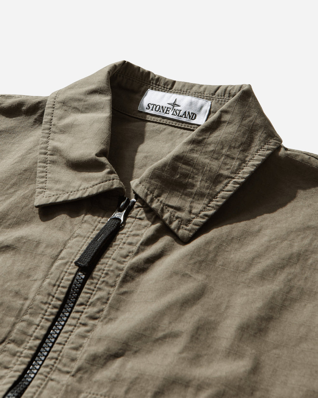 Mens Mercerised Organic Cotton Ripstop Zip Overshirt Military Green Stone island оригінал – Купити в Україні – детальний вид