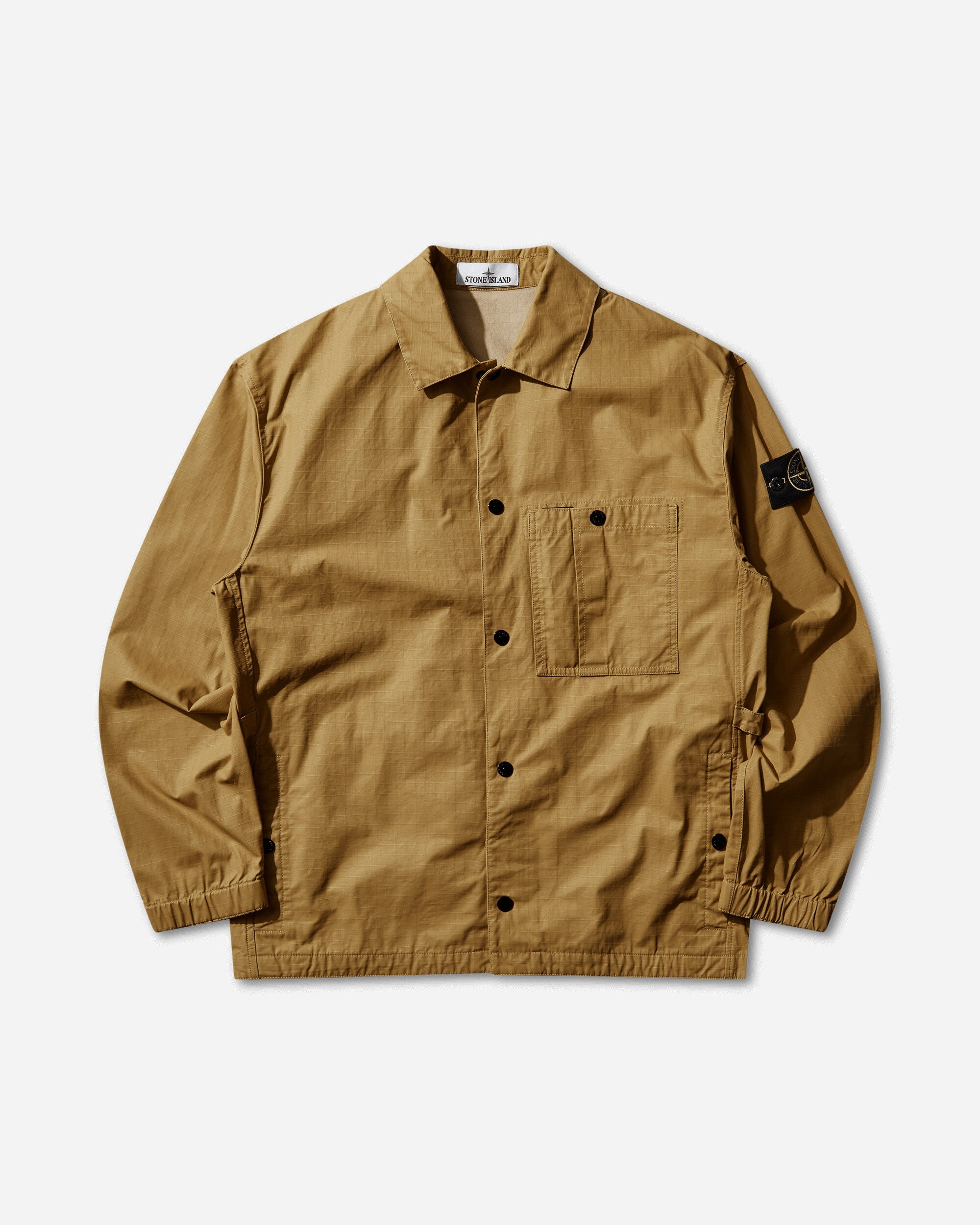 Mens Double-Coated Cotton Ripstop Overshirt Mustard Stone island – Гарантія оригінальності – боковий вид