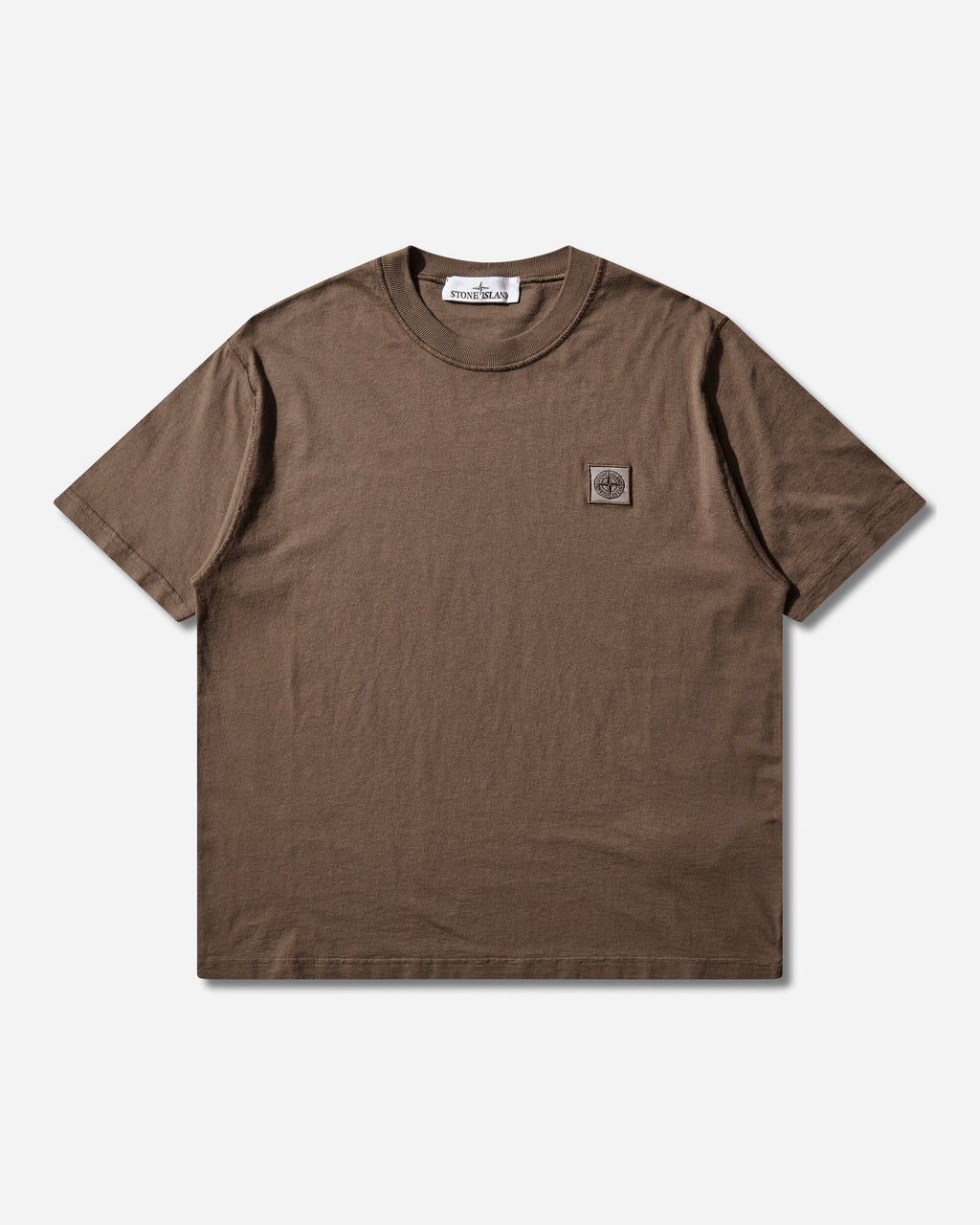 Mens Organic Cotton Jersey Fissato Effect T-Shirt Shadow Brown Stone island – Гарантія оригінальності – боковий вид