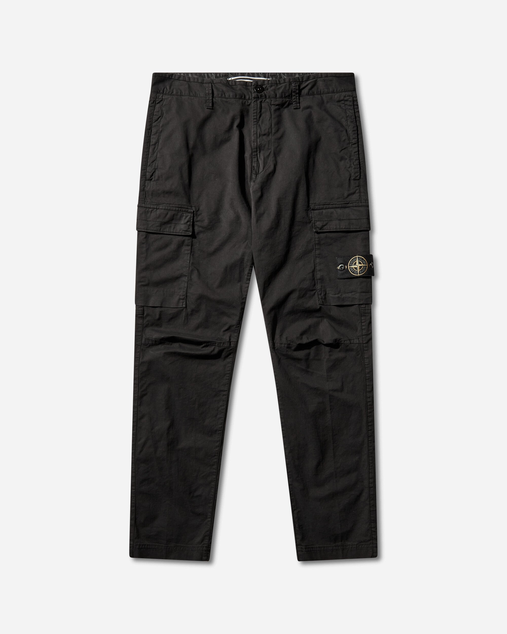 Оригінальна Mens Stretch Organic Cotton Twill Cargo Pants Black Stone island – боковий вид